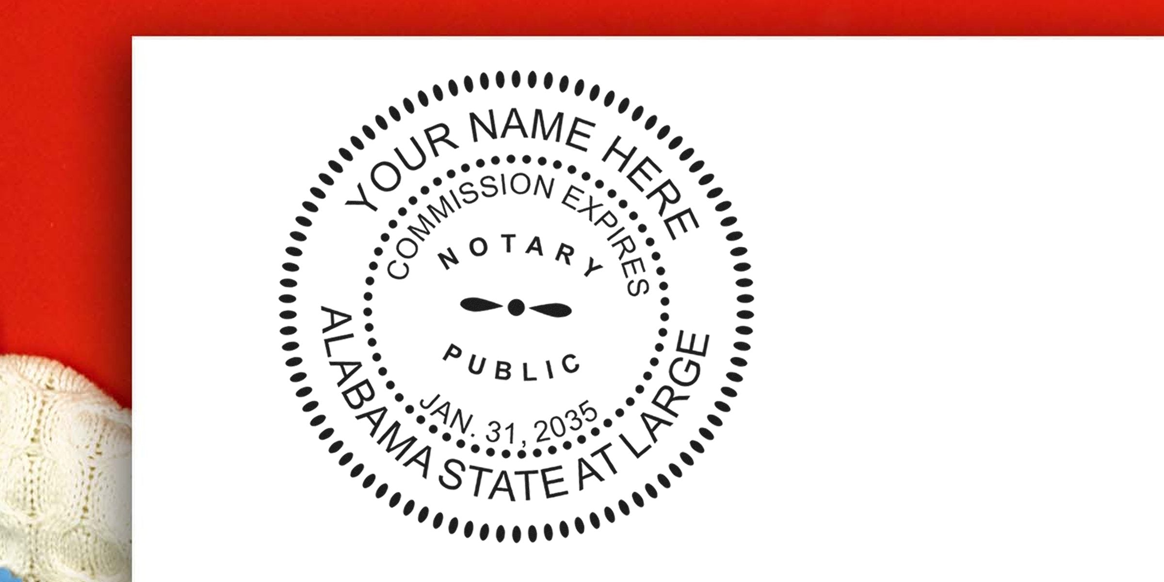 Alabama notary public seal showing commission expiration date for official use, emphasizing Alabama notary stamp renewal and renewal requirements.
