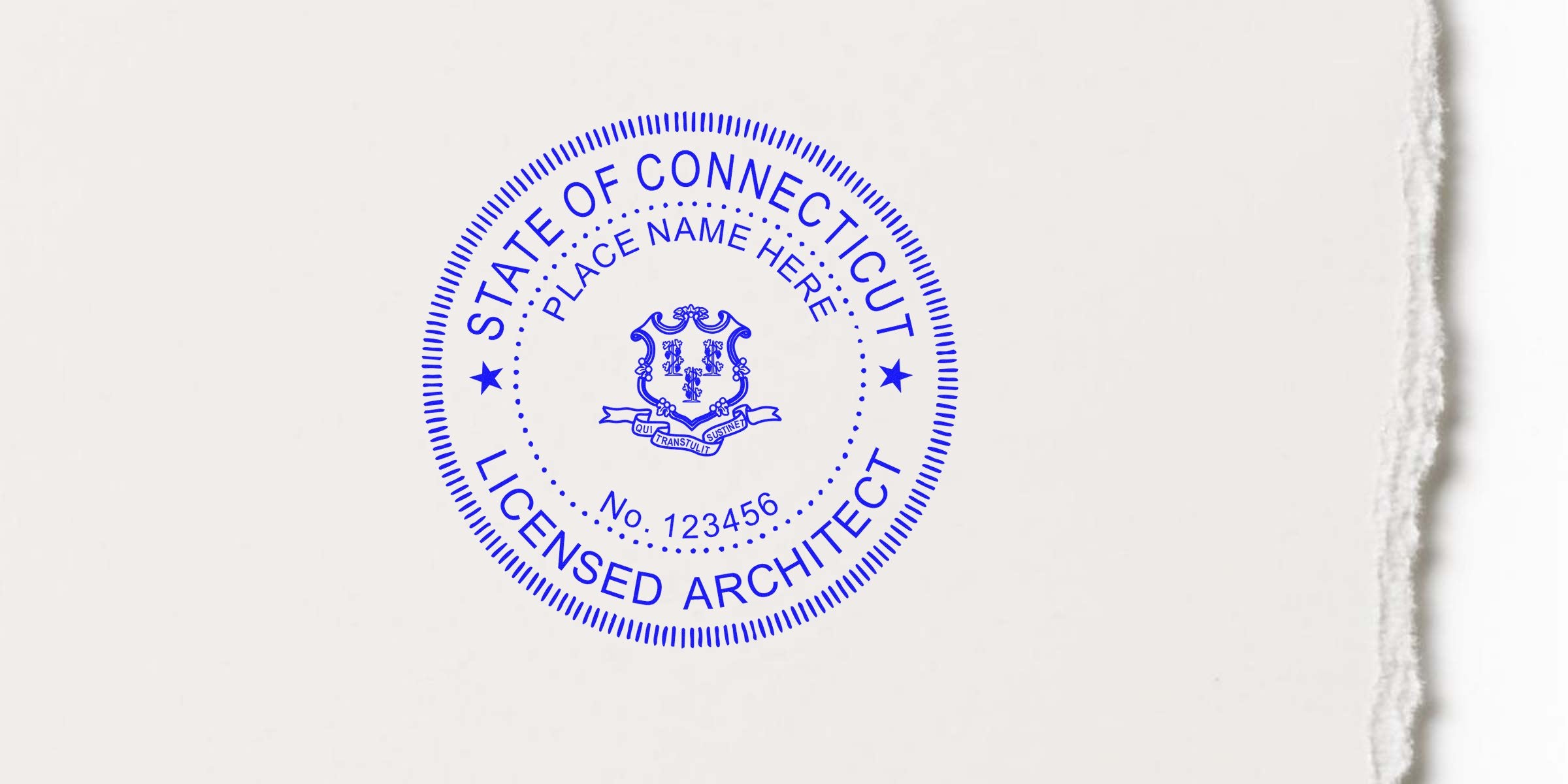 Connecticut architect stamp seal on white paper for professional certification, linked to the architect stamp application process.