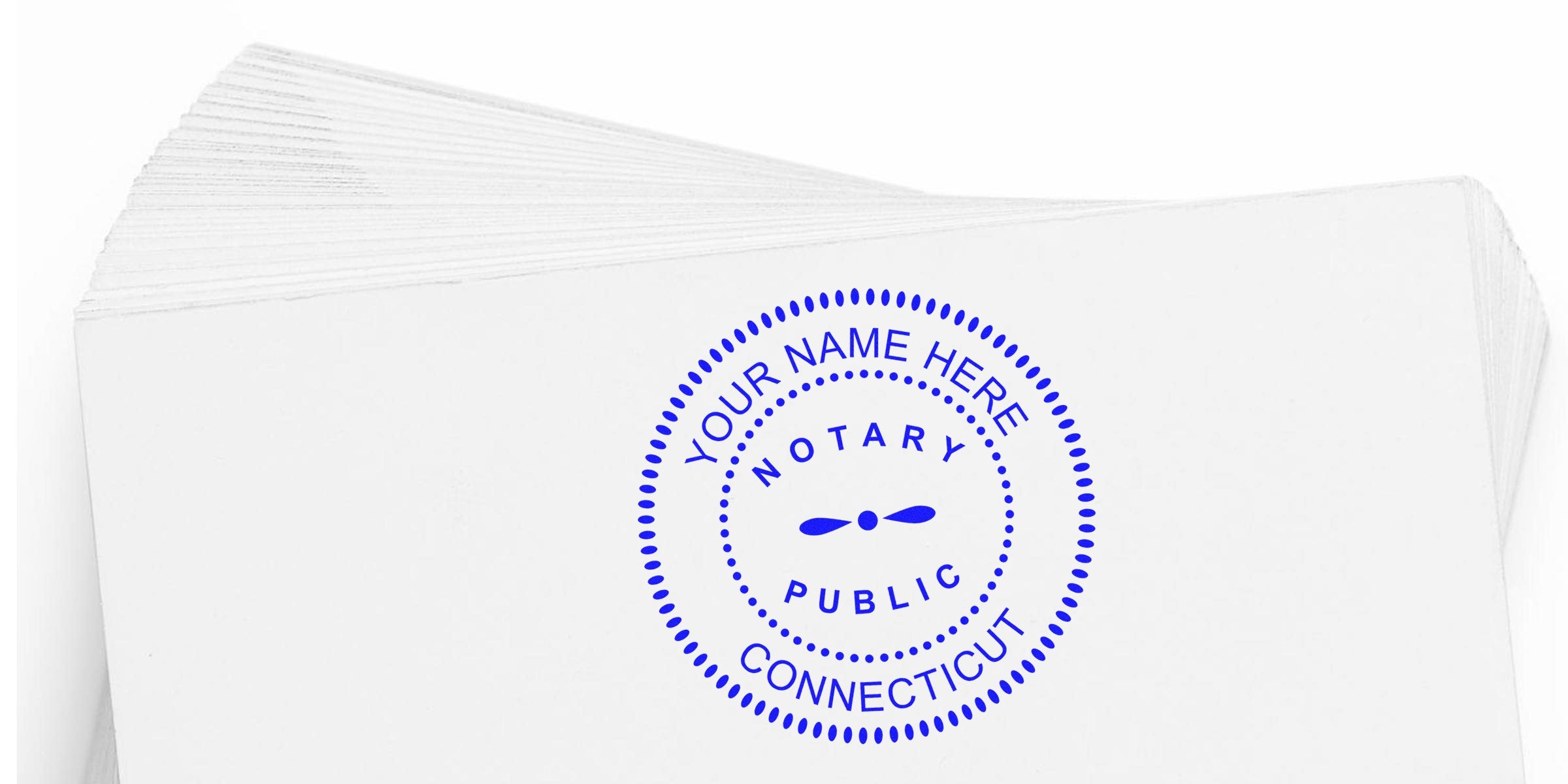 Customizable Connecticut notary stamp on white paper, compliant with Connecticut requirements for official document authentication.