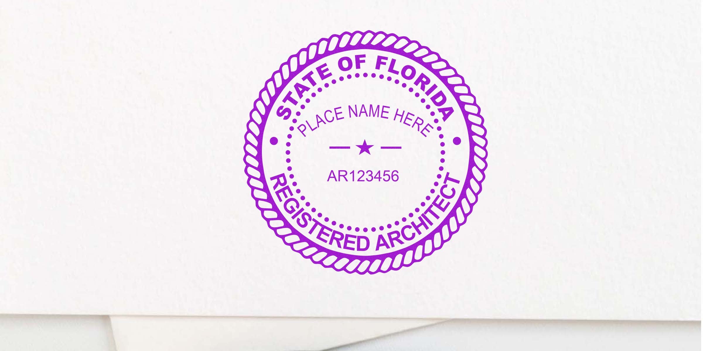 Florida architect seal stamp on white paper, displaying official certification with specified size and design per Florida architect seal requirements.