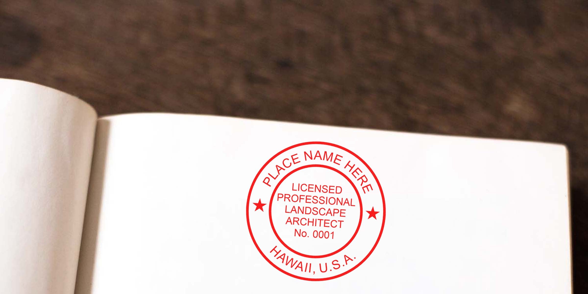 Licensed landscape architect stamp on paper, Hawaii official certification seal, Hawaii landscape architect verification, and stamp authentication tips.