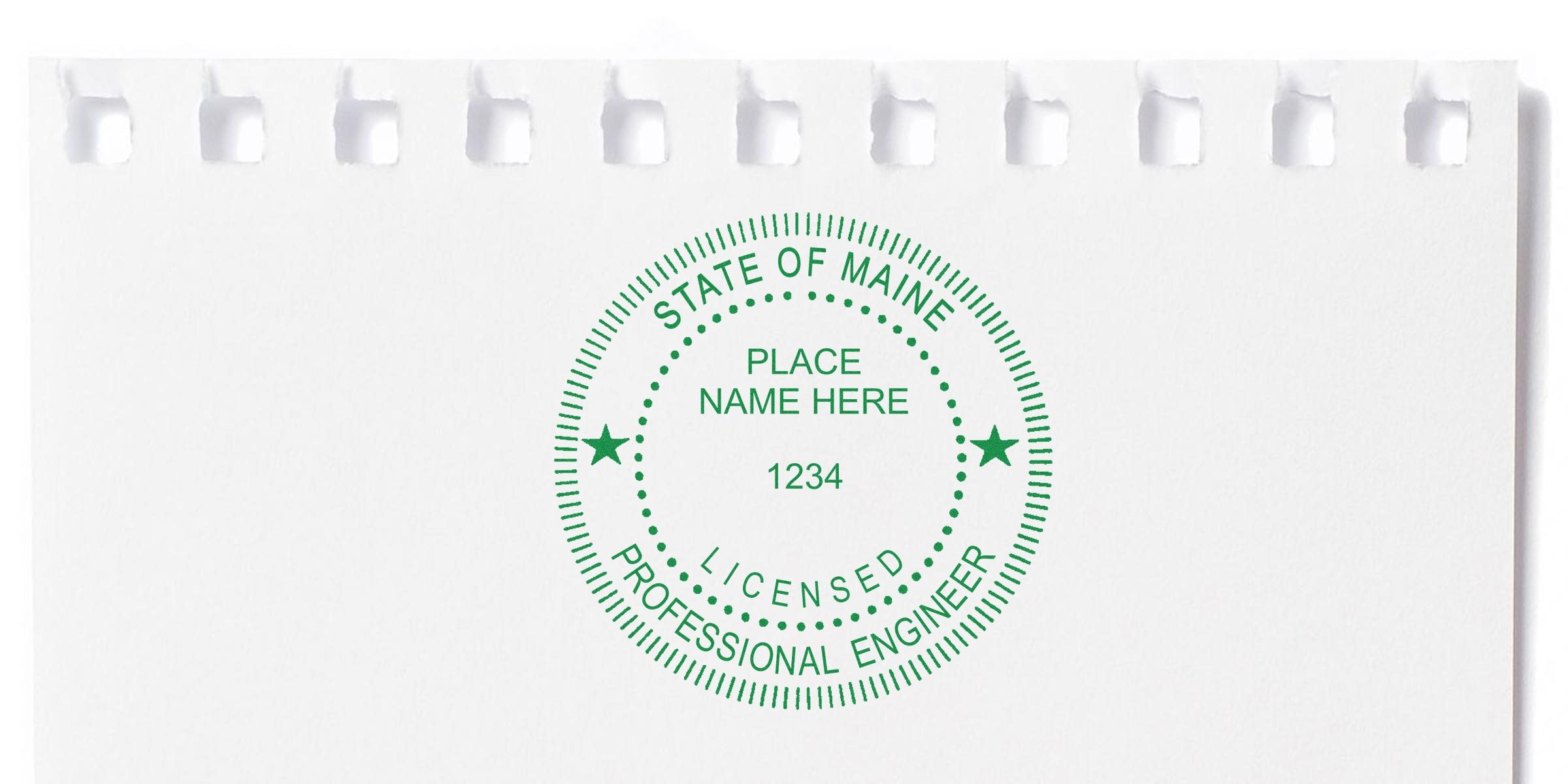 Maine professional engineer seal design showing licensed certification, meeting Maine PE stamp and professional engineer regulations.