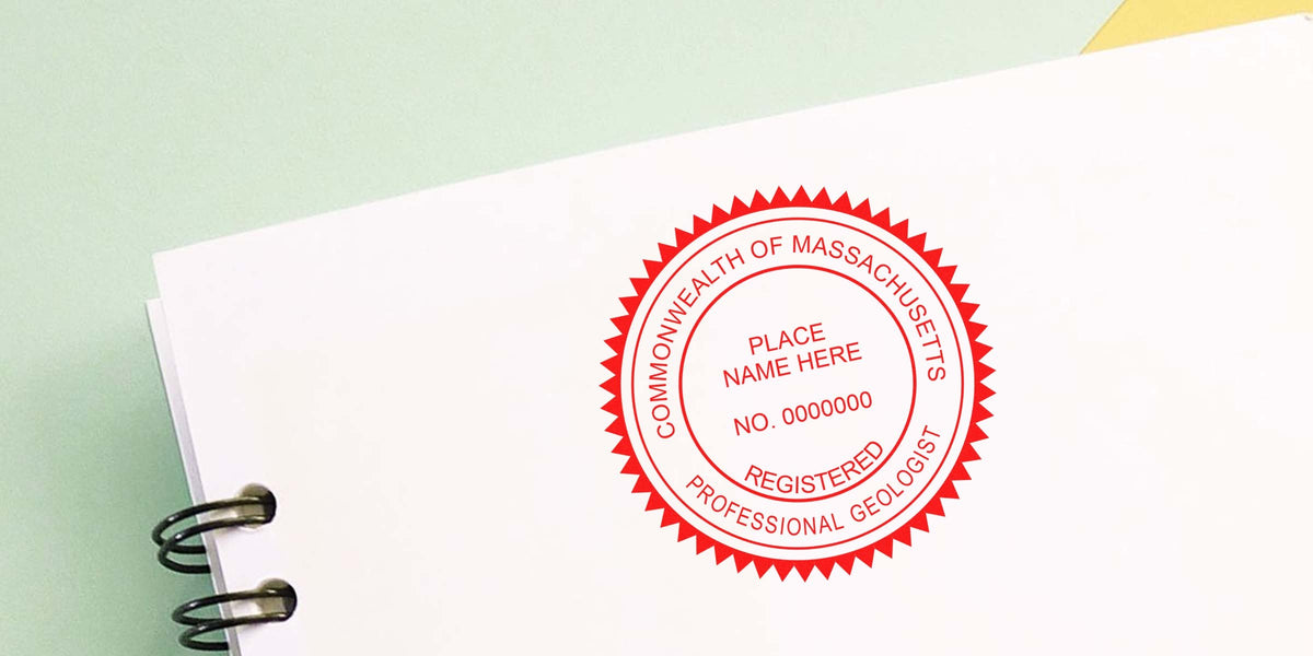 Massachusetts geologist seal stamped on white paper for registered geologist certification, highlighting seal design tips.