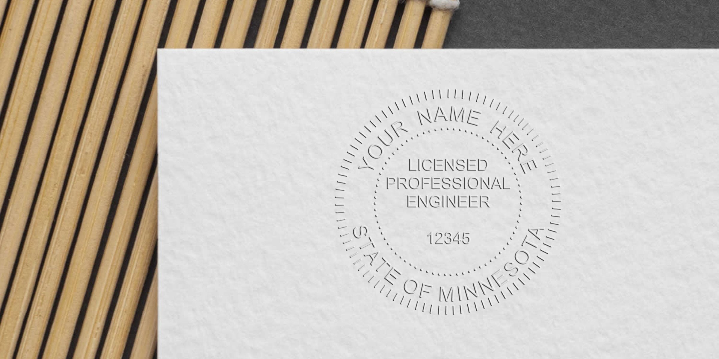 Minnesota licensed professional engineer embossed seal on white paper, meeting Minnesota engineer seal laws and regulations for certification.
