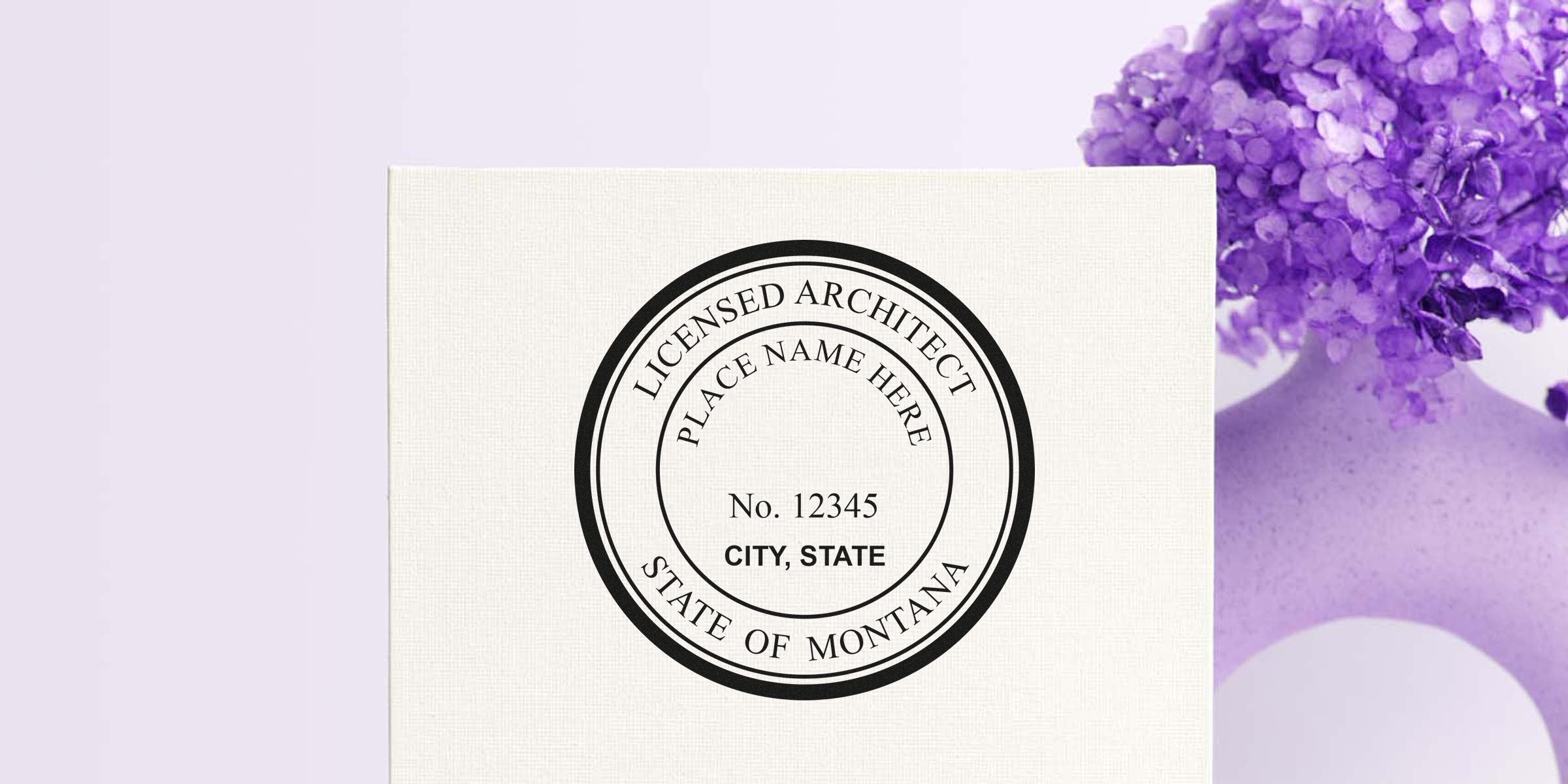 Montana architect stamp with licensed seal, customizable name, city, and state. Ideal for buying architect stamps online.