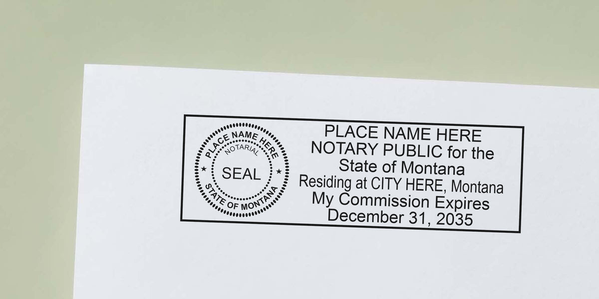 Montana notary stamp showing the notary public seal, Montana, and commission expiration date on white paper.