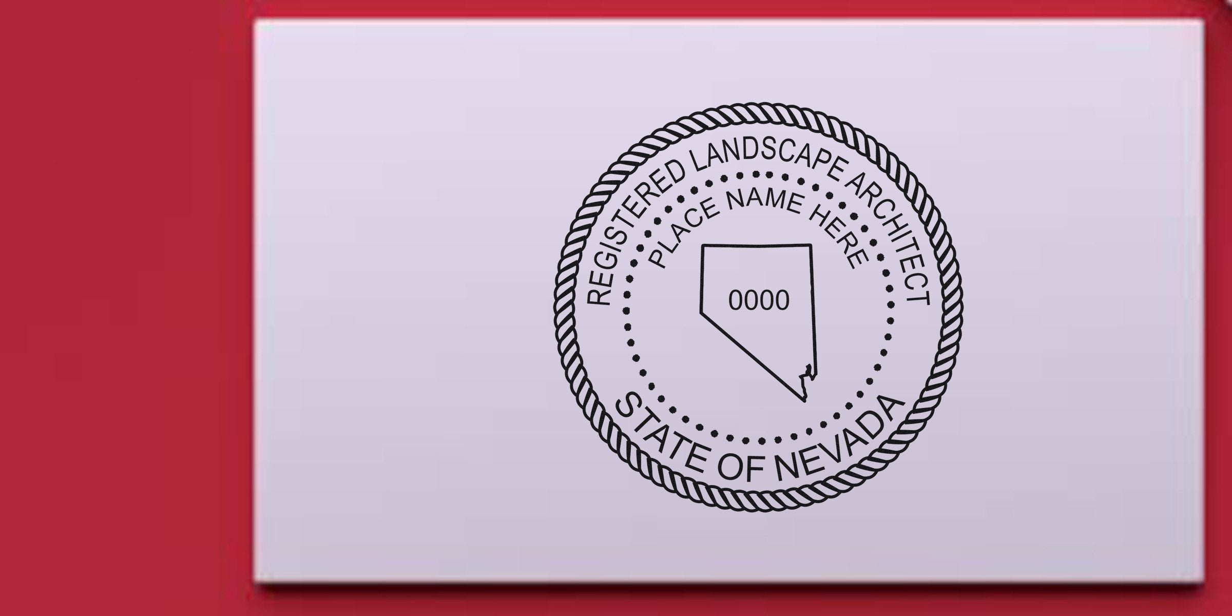 Nevada Registered Landscape Architect seal with customizable place name and license number, perfect for Nevada landscape architect seal products, shown on a white background.