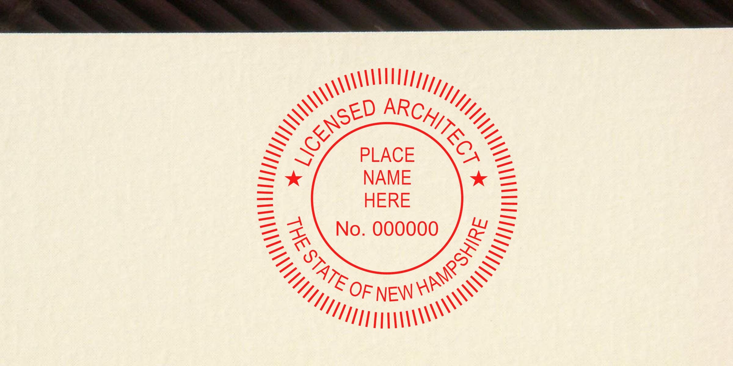 New Hampshire architect seal stamp template for professional certification with embossed architect seal design.