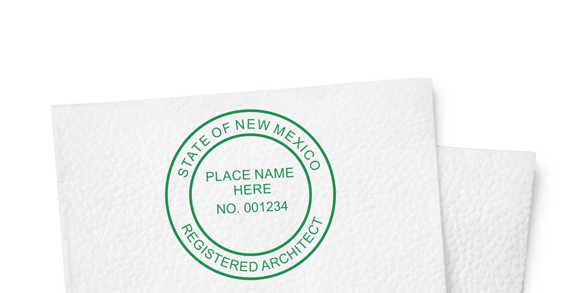 New Mexico architect seal stamped on textured white paper, meeting professional certification and licensing requirements.