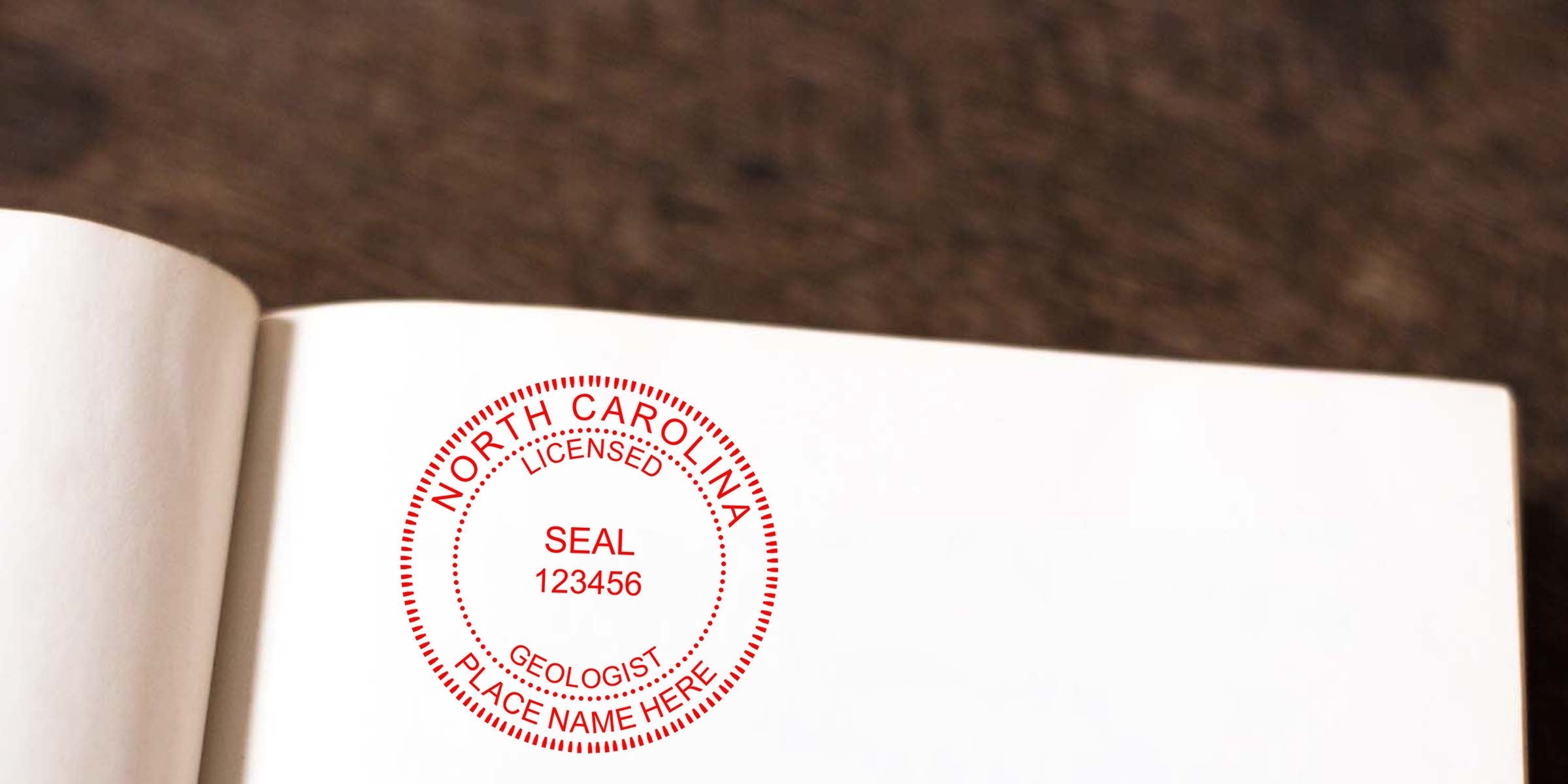 North Carolina licensed geologist seal on white paper, meeting Geologist Stamp Requirements and complying with NC Geology Regulations for professional certification.
