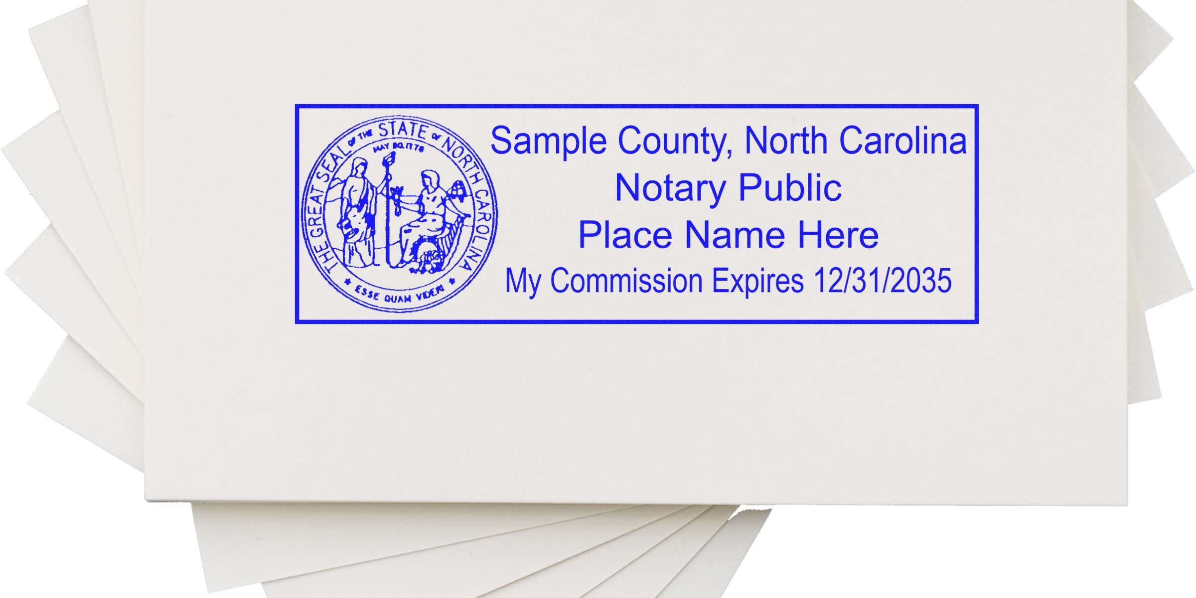 North Carolina notary stamp with county seal and commission expiration date for easy notarization.