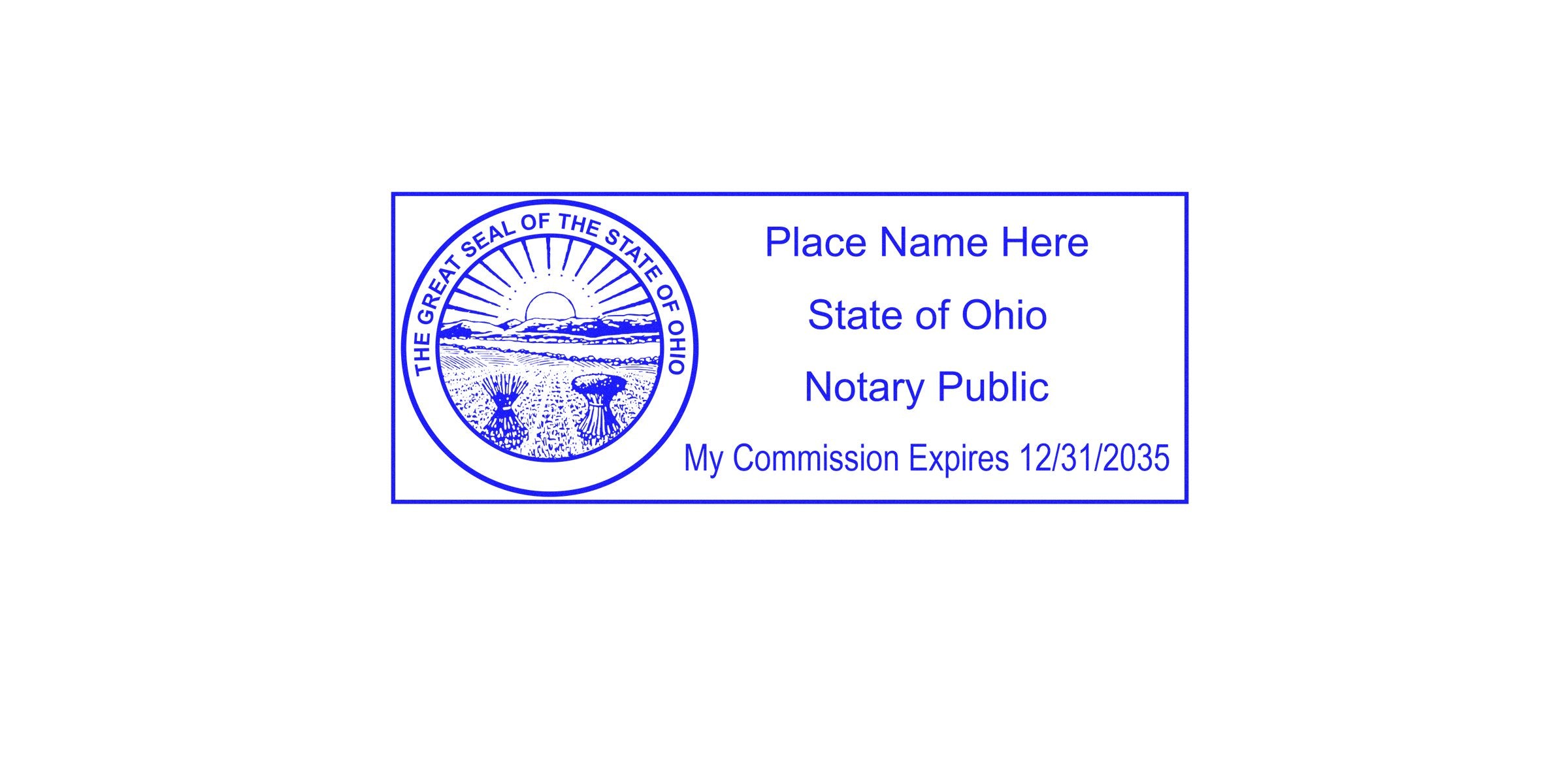 Ohio notary seal with the state’s great seal and commission expiration date, perfect for choosing a notary stamp.