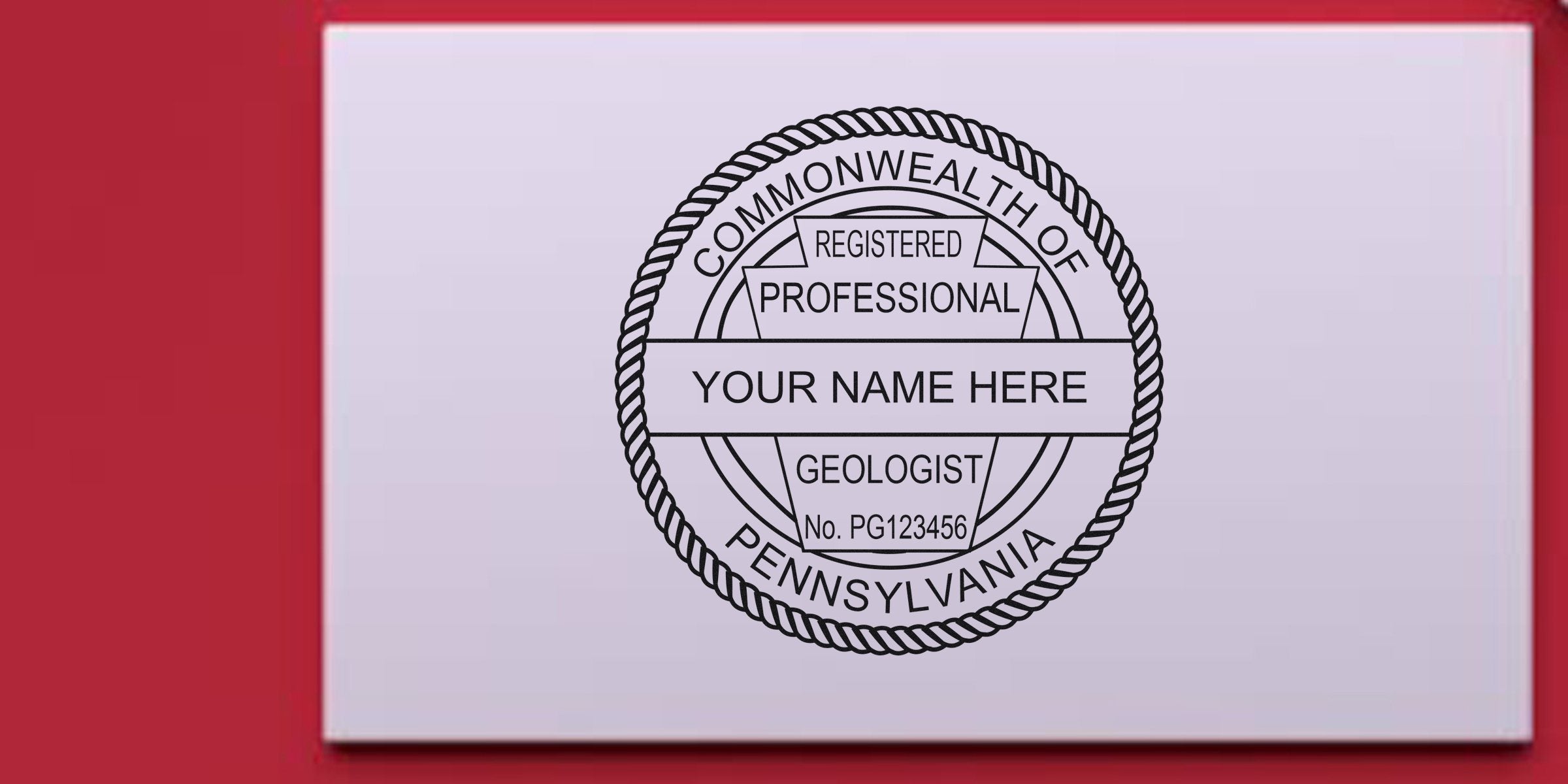 Pennsylvania professional geologist seal stamp for licensed geologists, showing the PA geologist design and steps to purchase the geologist stamp.