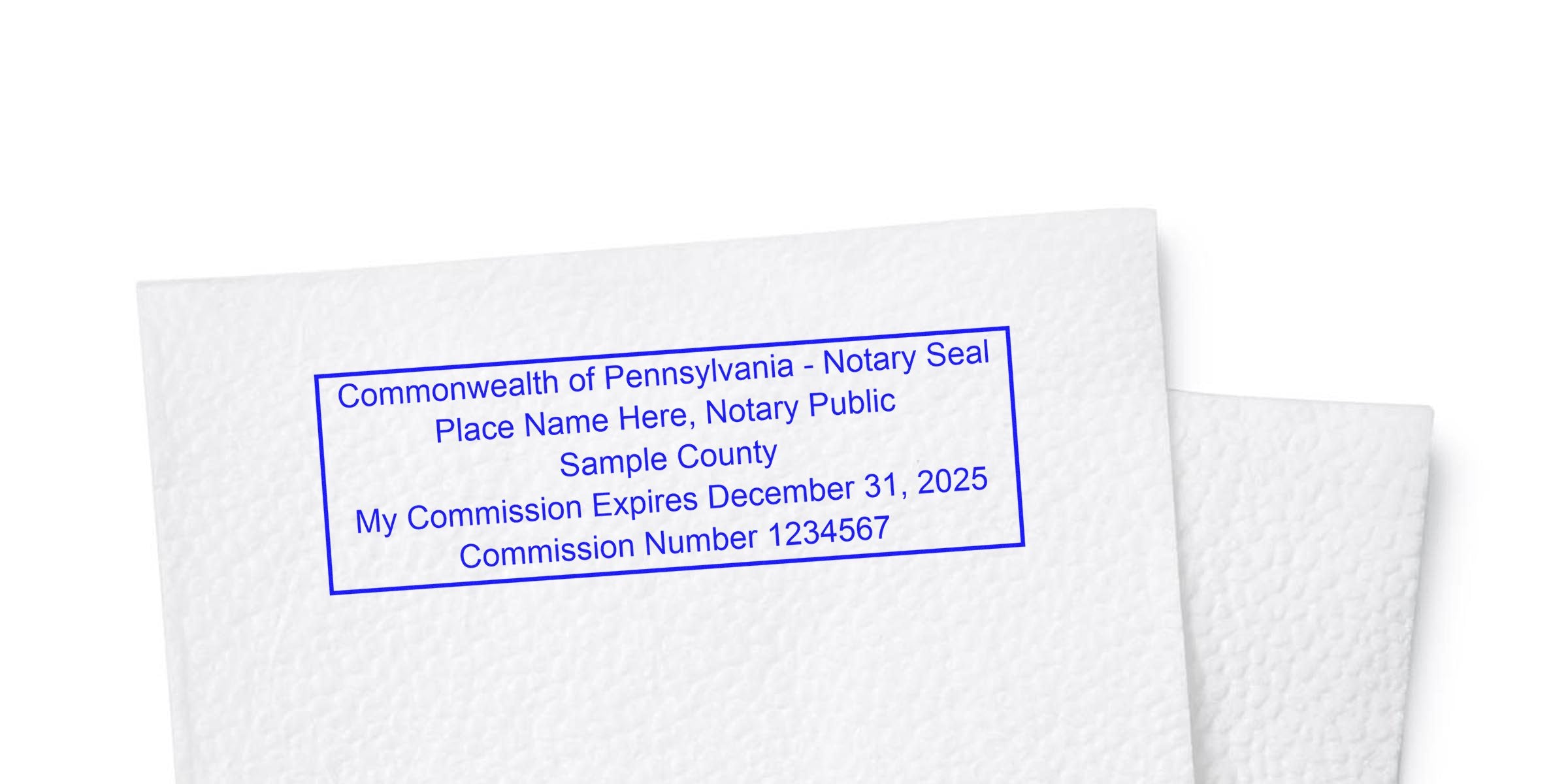 Notary Stamp Pennsylvania with commission expiration and notary details on textured paper, representing the Best Notary Stamp PA.