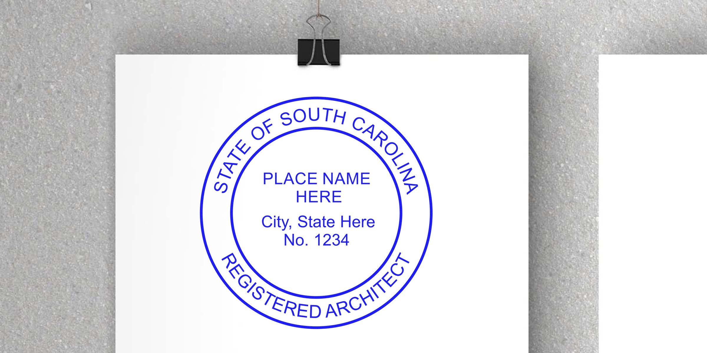South Carolina registered architect stamp template, sized and designed to meet SC architect stamp requirements for professional architectural use.