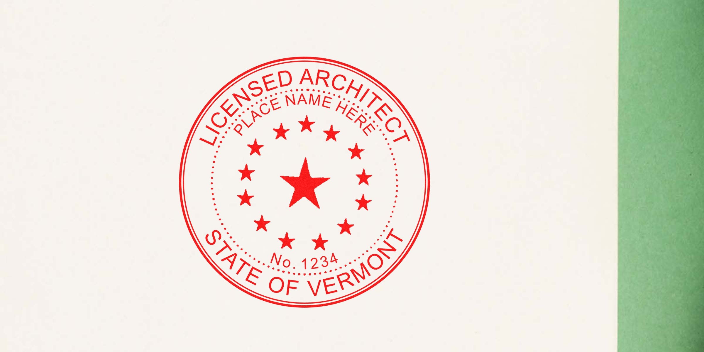 Vermont architect seal with licensed architect stamp, official state seal, and professional certification badge featuring architect embosser.