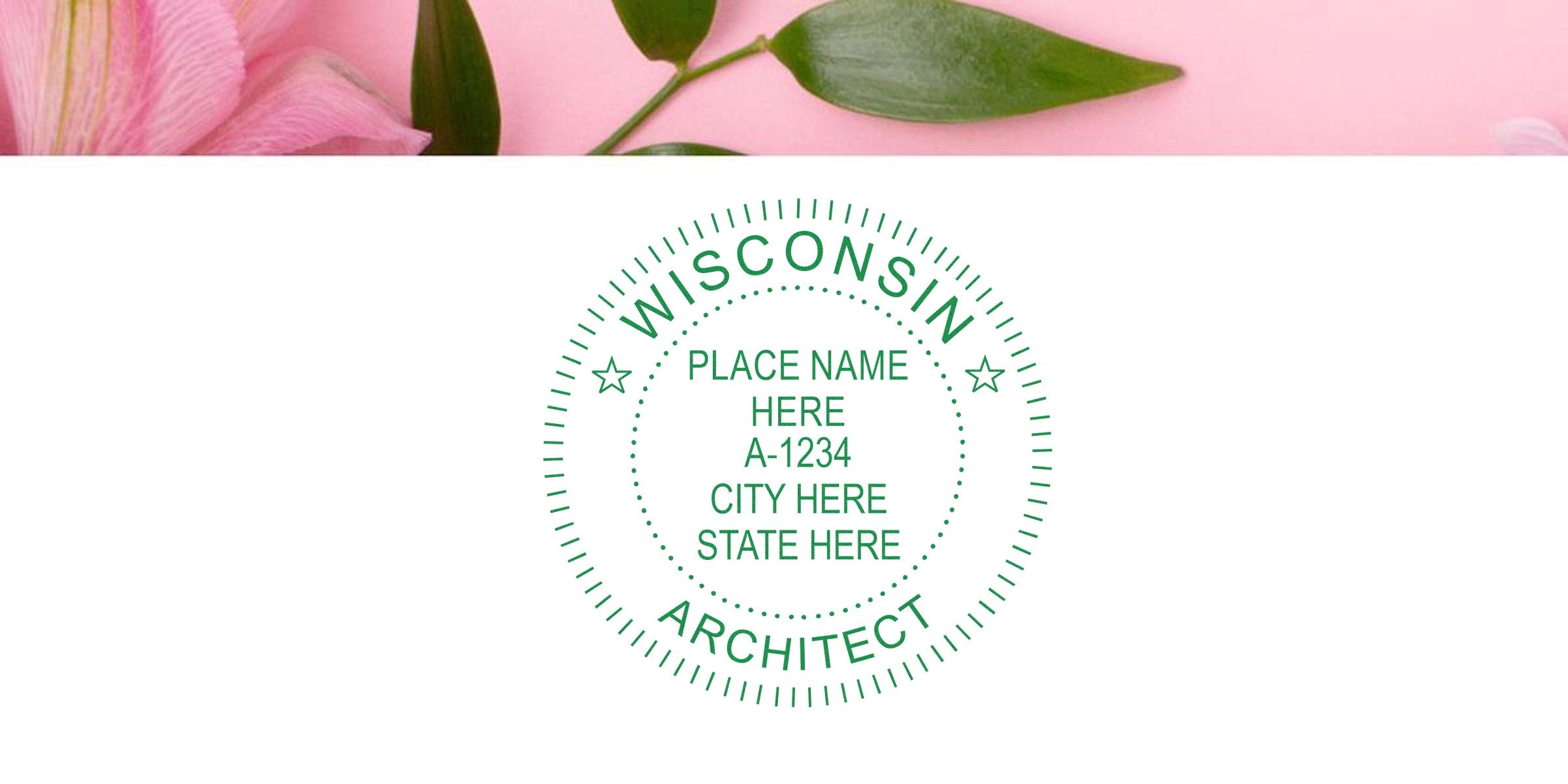 Wisconsin architect seal embosser with customizable place name, city, and state, symbolizing a quality architect seal.