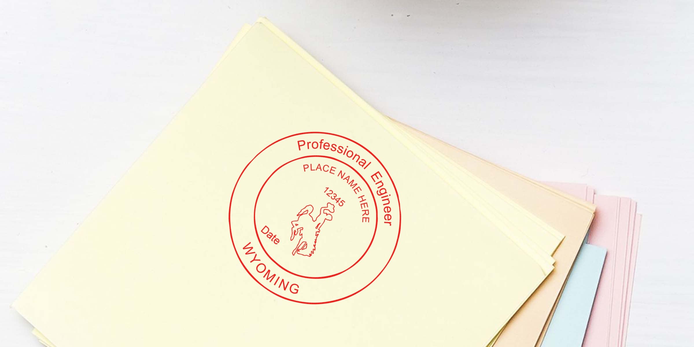 Wyoming professional engineer stamp on official documents, showing seal size and tips for selecting a Wyoming engineer seal.