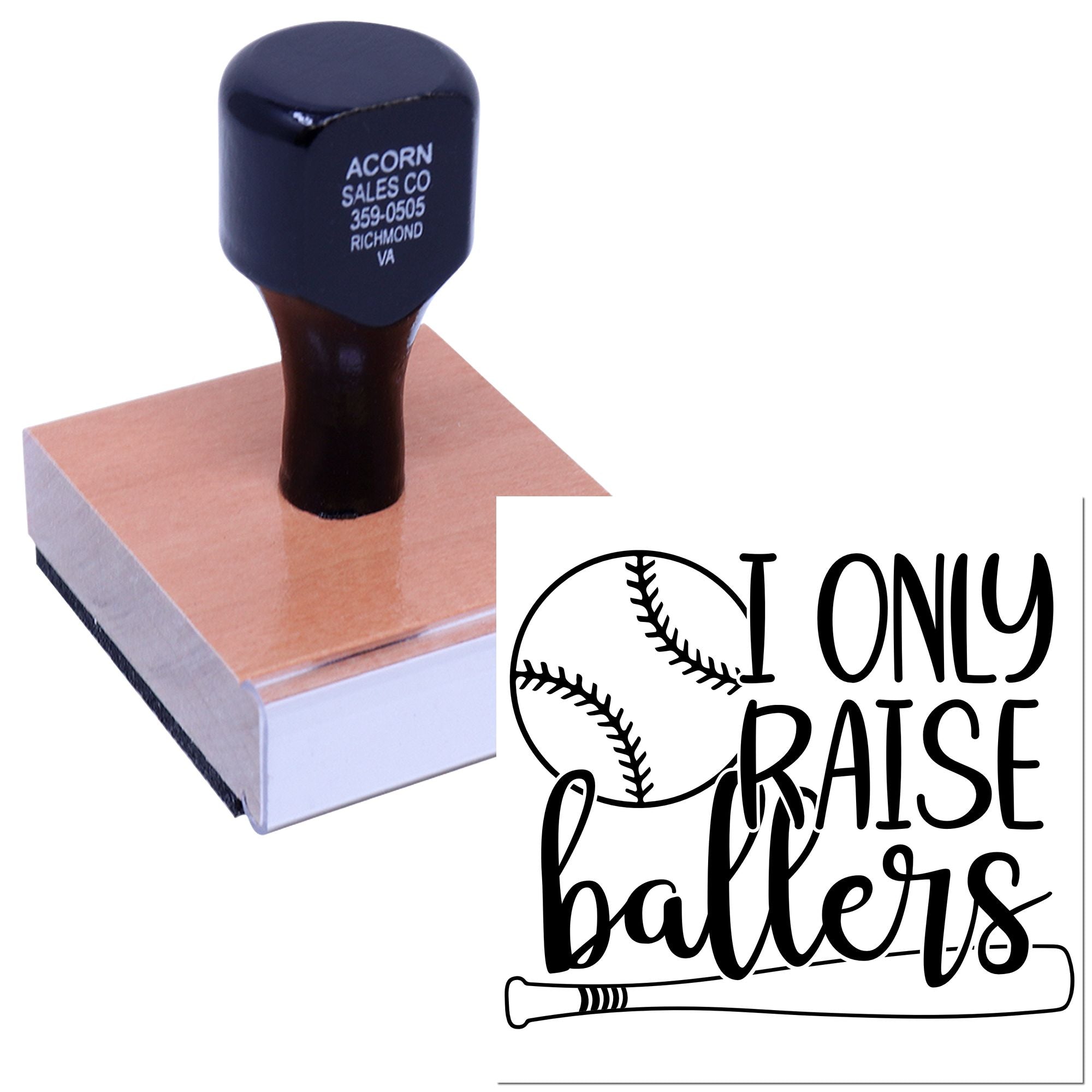 Wood Handle Proud Baseball Parents Tag Stamp