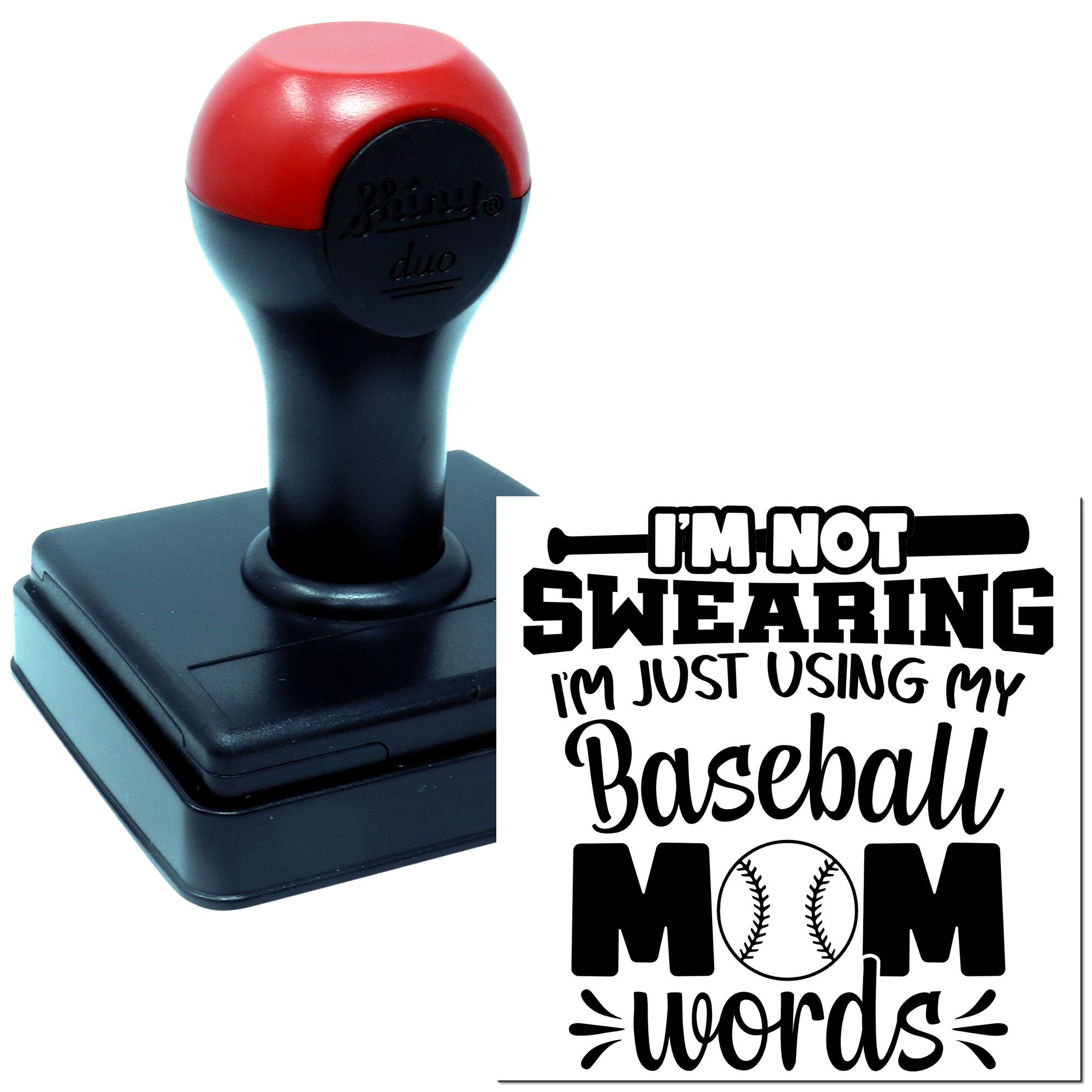 Duo Hand Baseball Mom's Proud Declaration Favor Tag Rubber Stamp