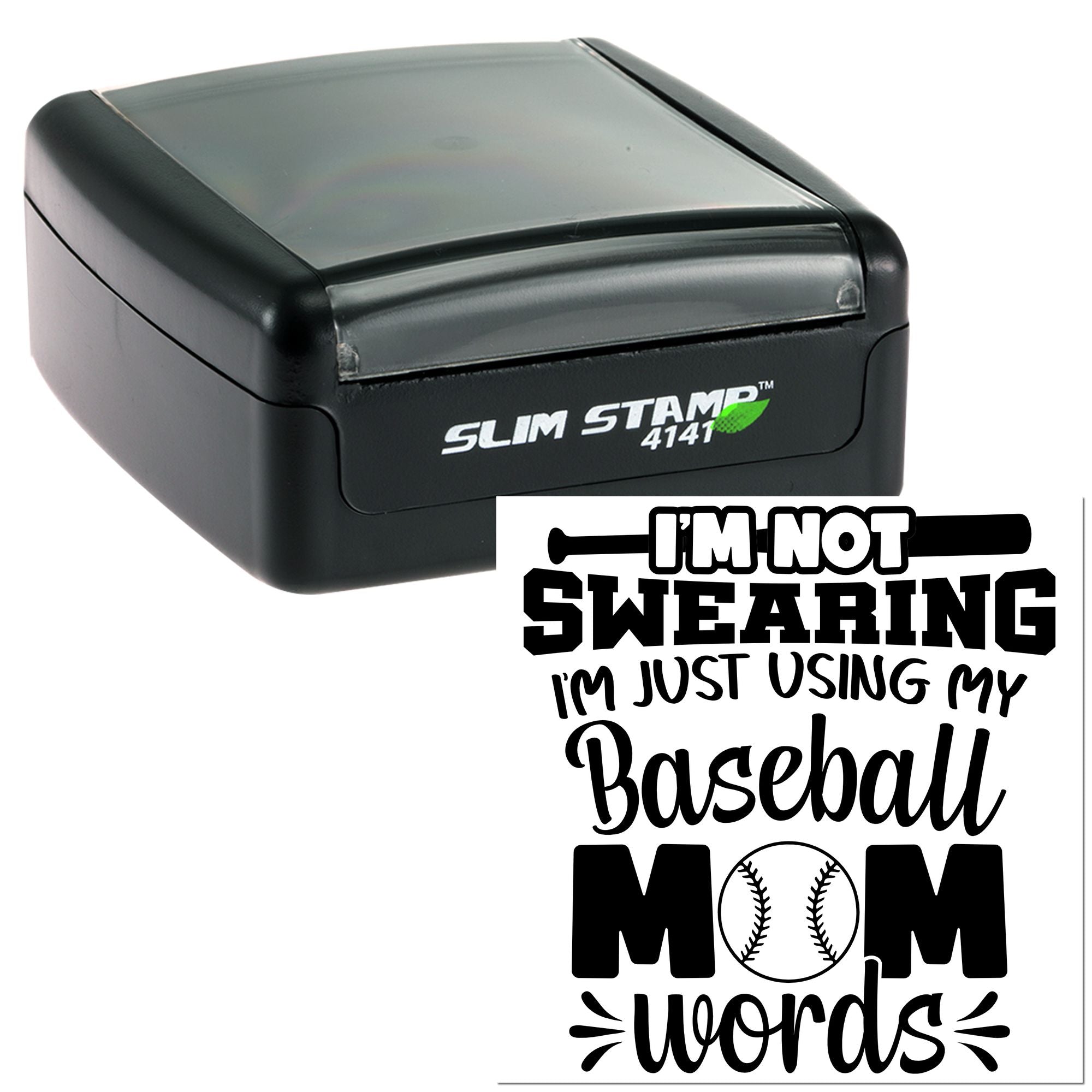 Slim Pre-Inked Sassy Baseball Mom Party Favor Stamp