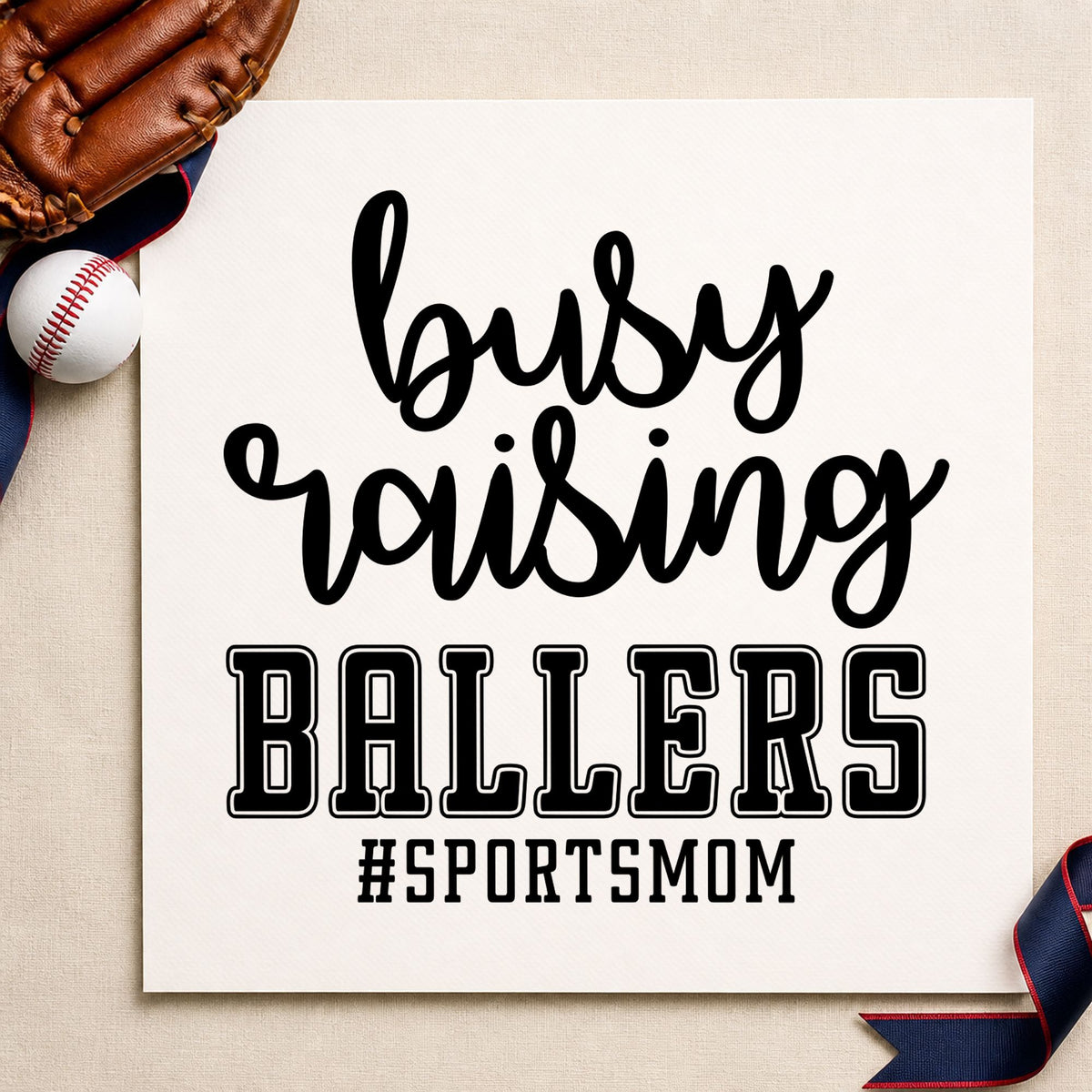 Busy Raising Ballers Script Lettering Slim Pre-Inked Stamp in use 4