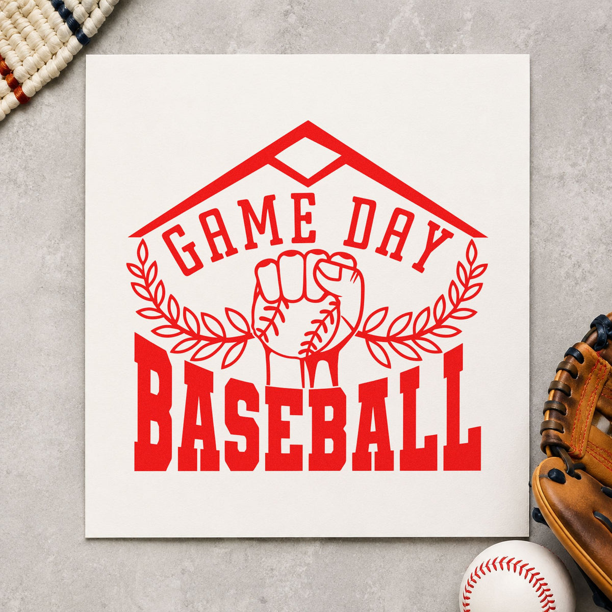 Self-Inking Game Day Baseball Fist Stamp in use 7