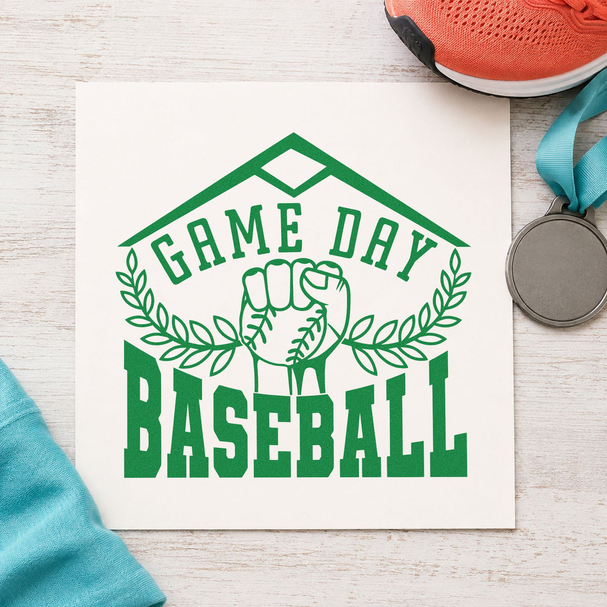 Self-Inking Game Day Baseball Fist Stamp in use 8
