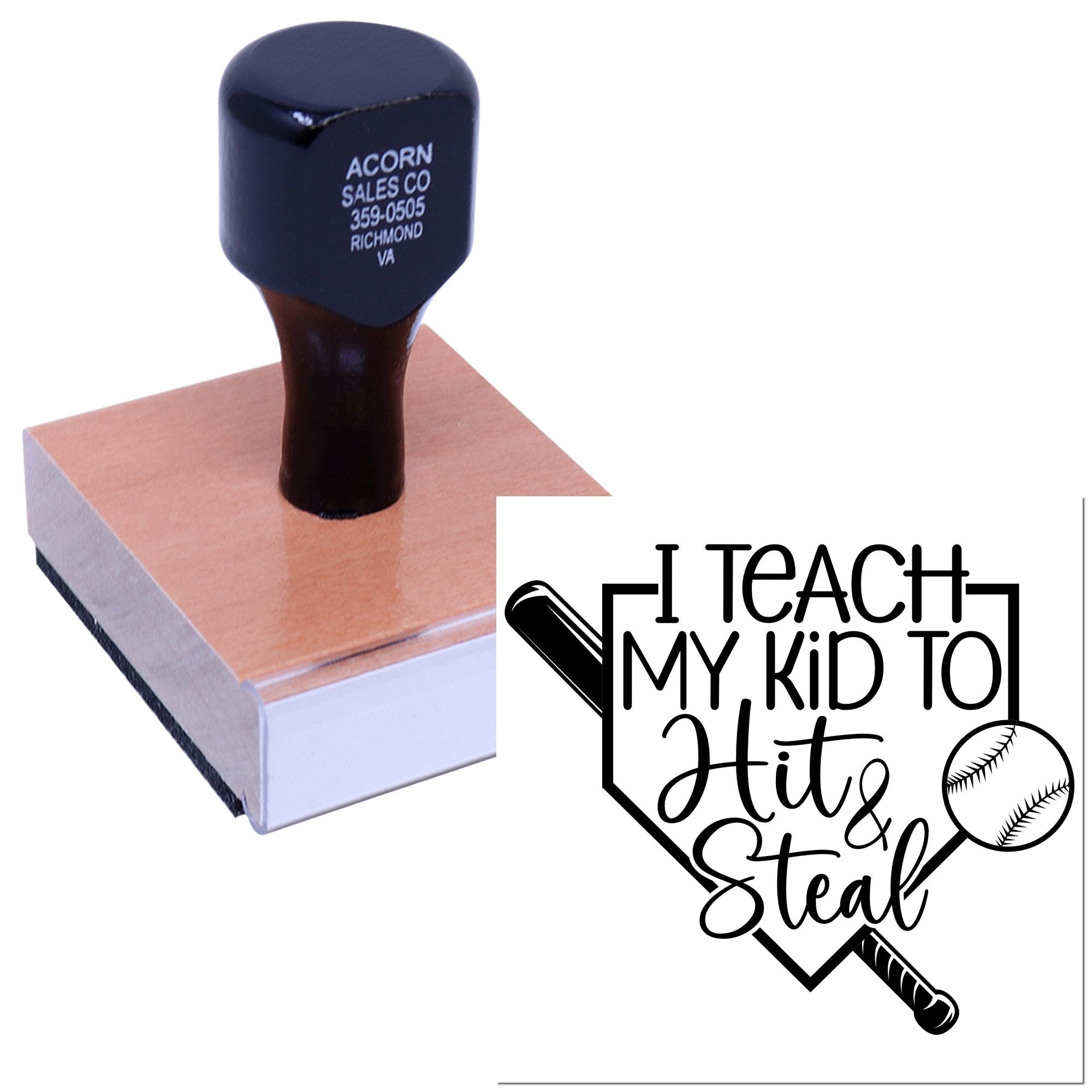 Wood Handle Home Plate Hustle Card Stamp