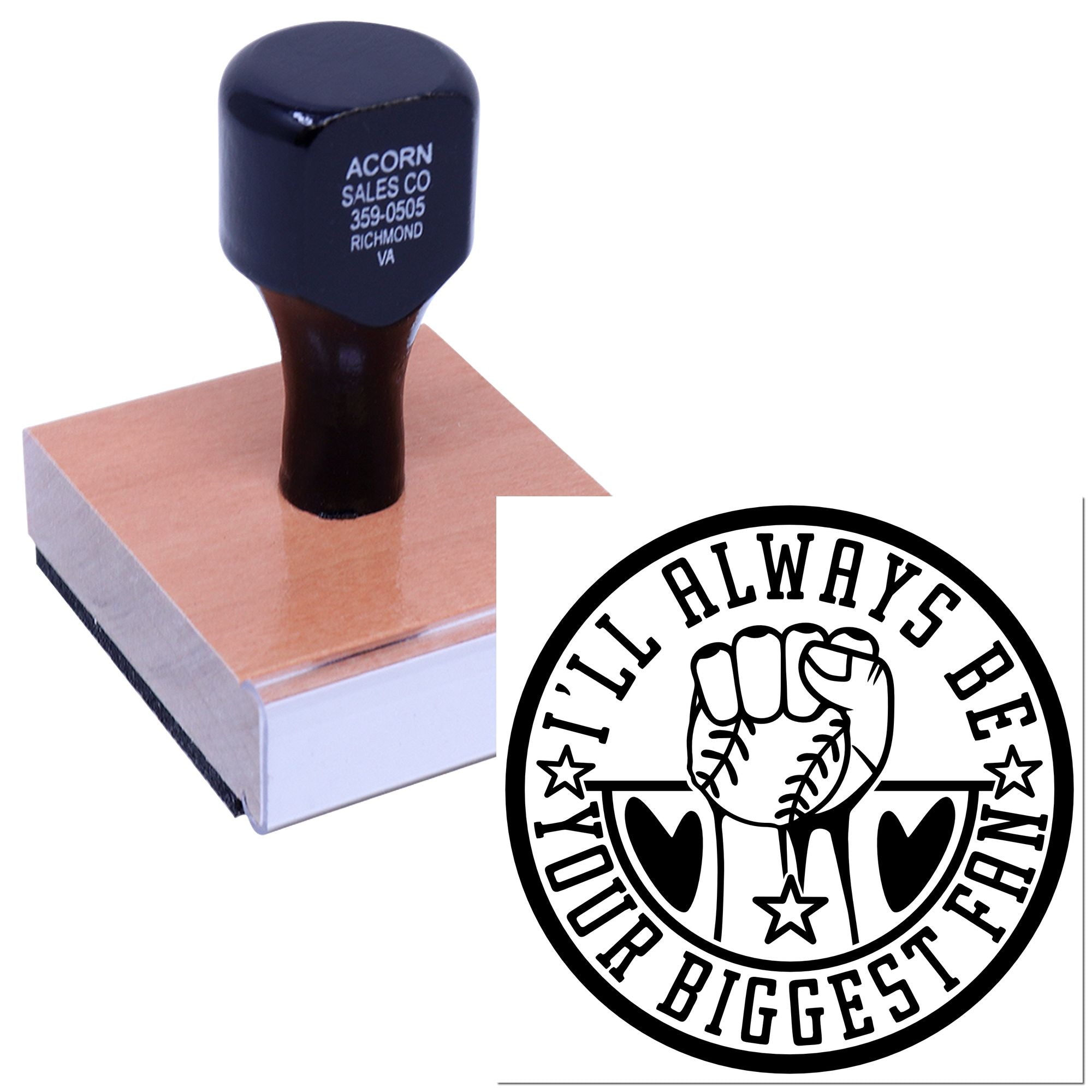 Wood Handle Biggest Fan Emblem Paper Craft Stamp