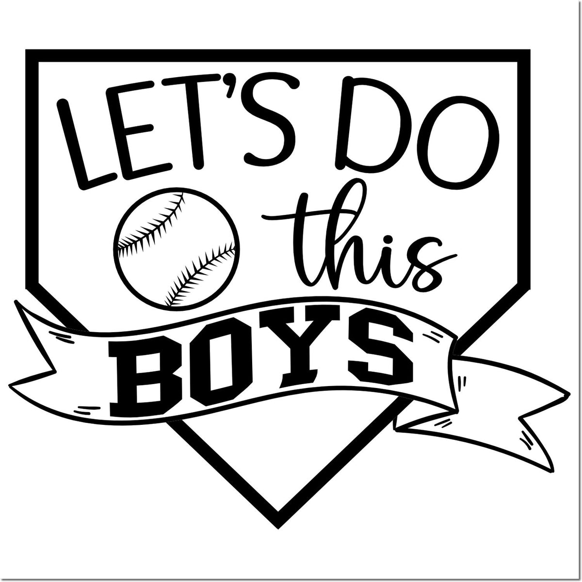 Lets Do This Boys baseball rubber stamp design for youth sports teams, game day crafts, and custom stamping.