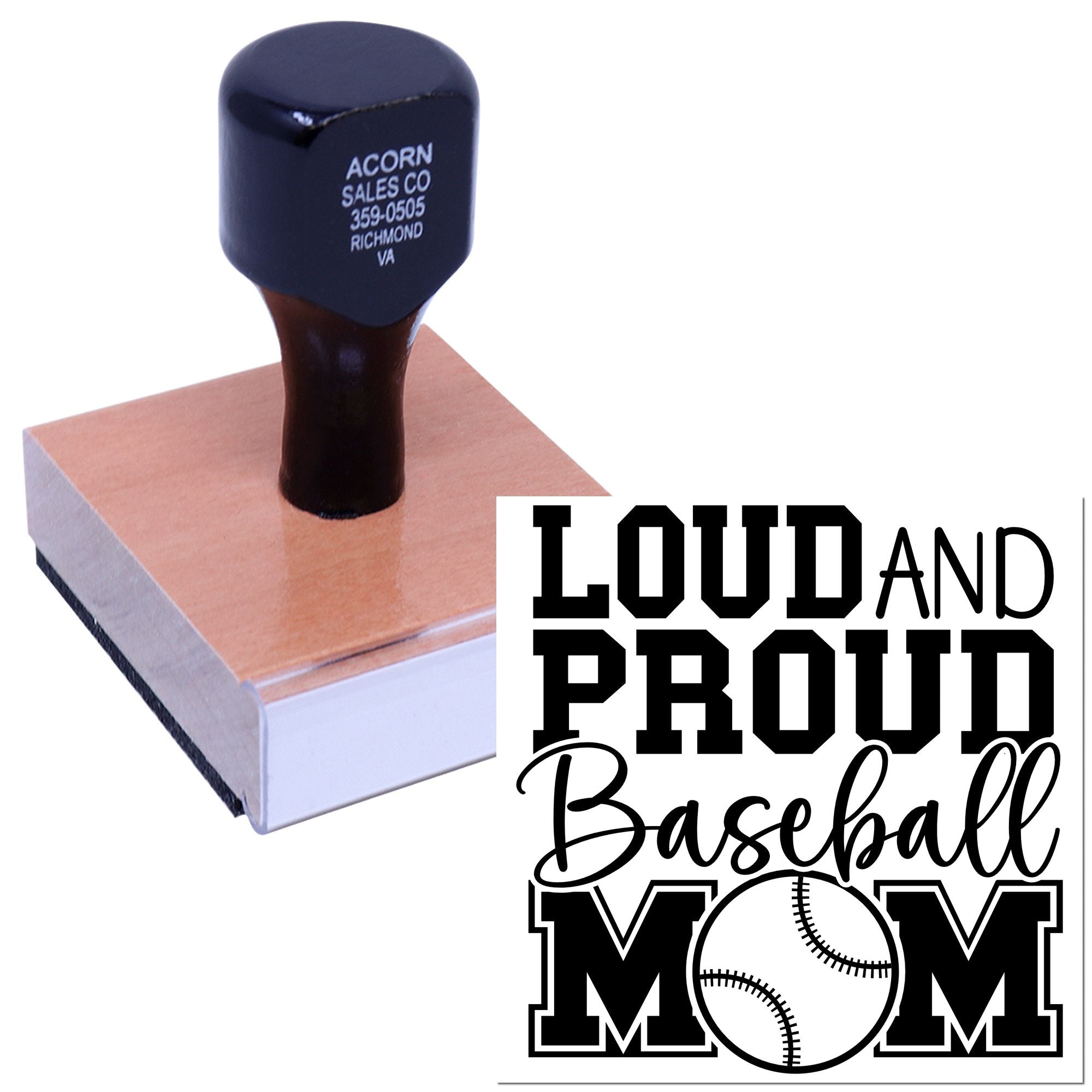 Wood Handle Proud Baseball Mom Paper Craft Stamp