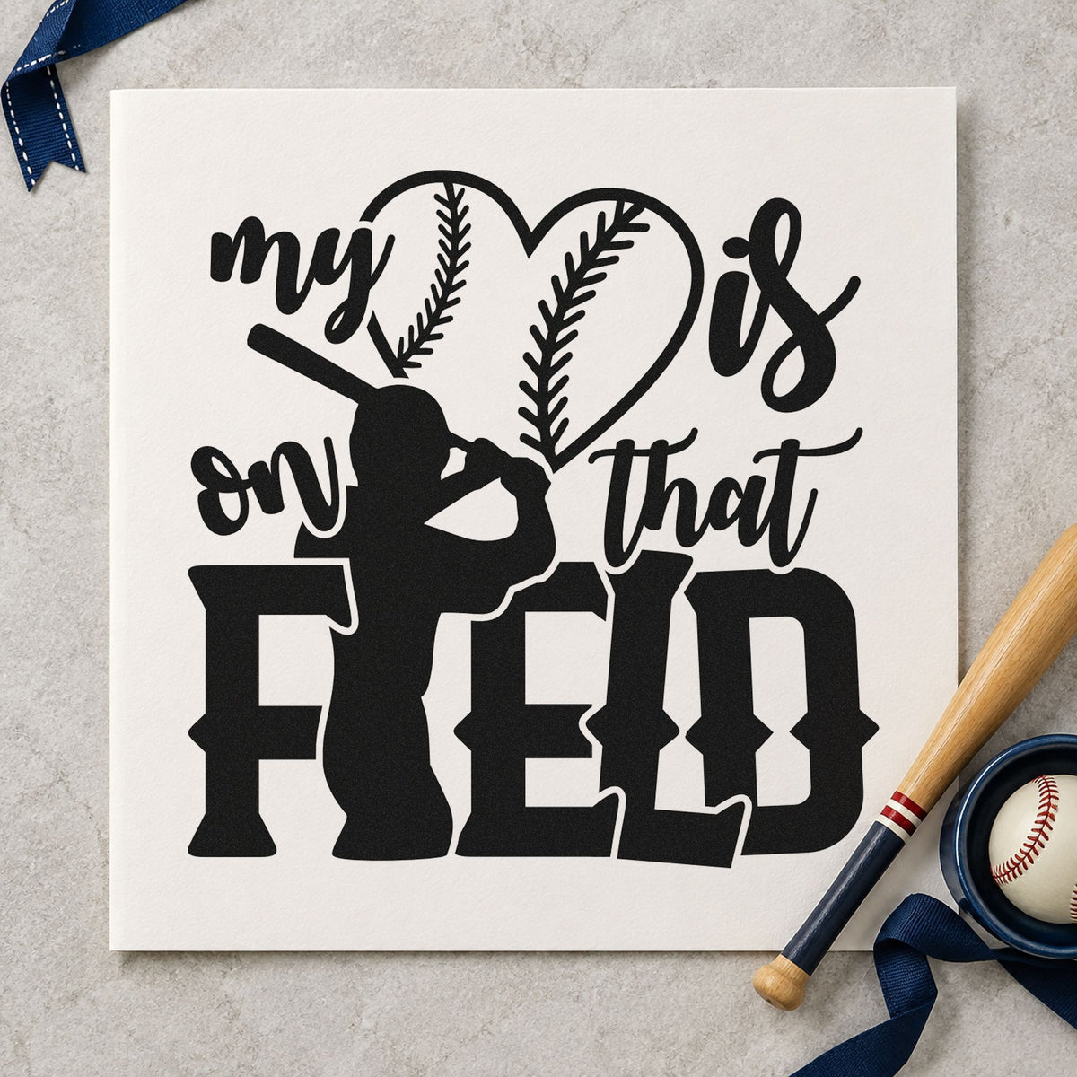 My Heart Is On That Field Wood Handle Stamp in use 3