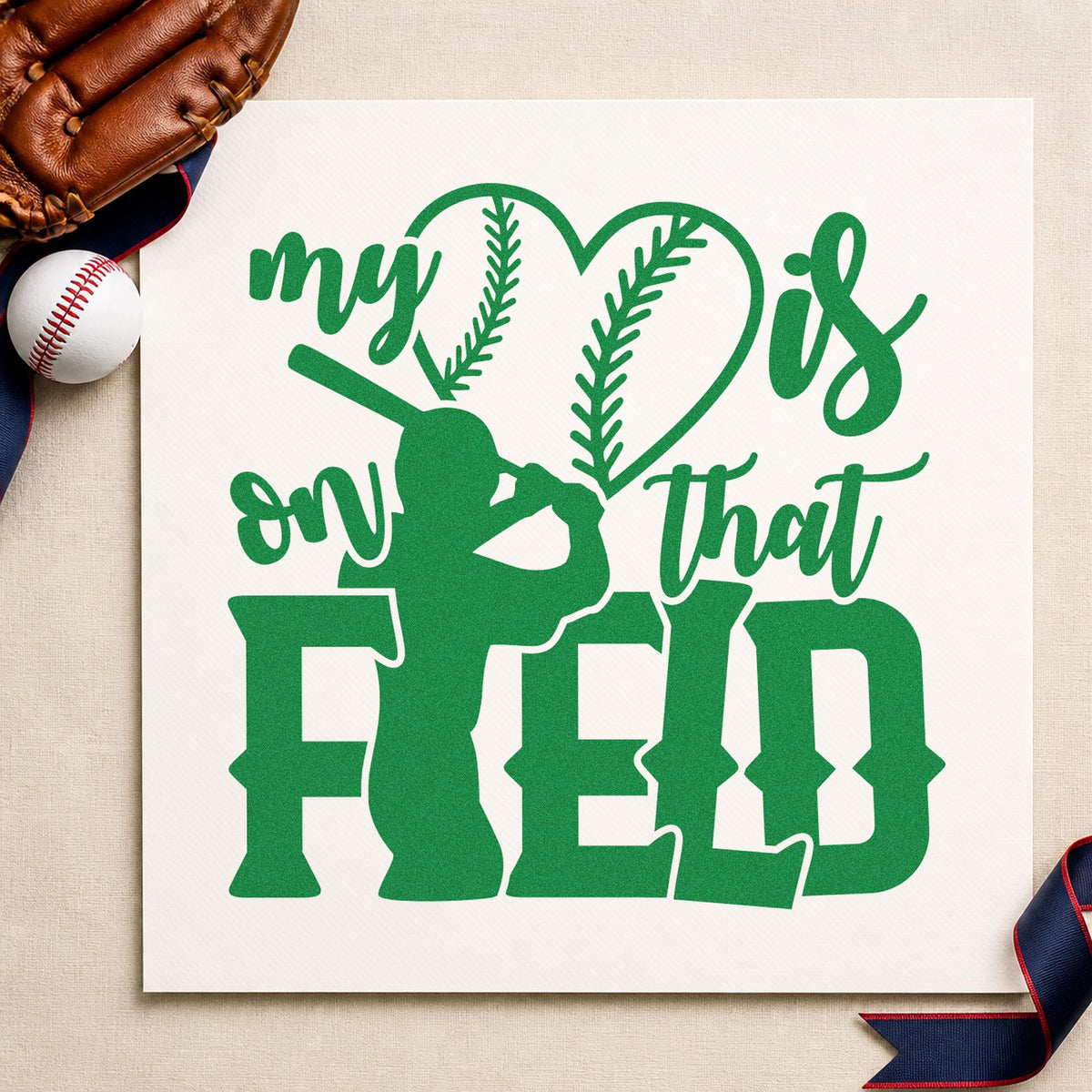 My Heart Is On That Field Wood Handle Stamp in use 8