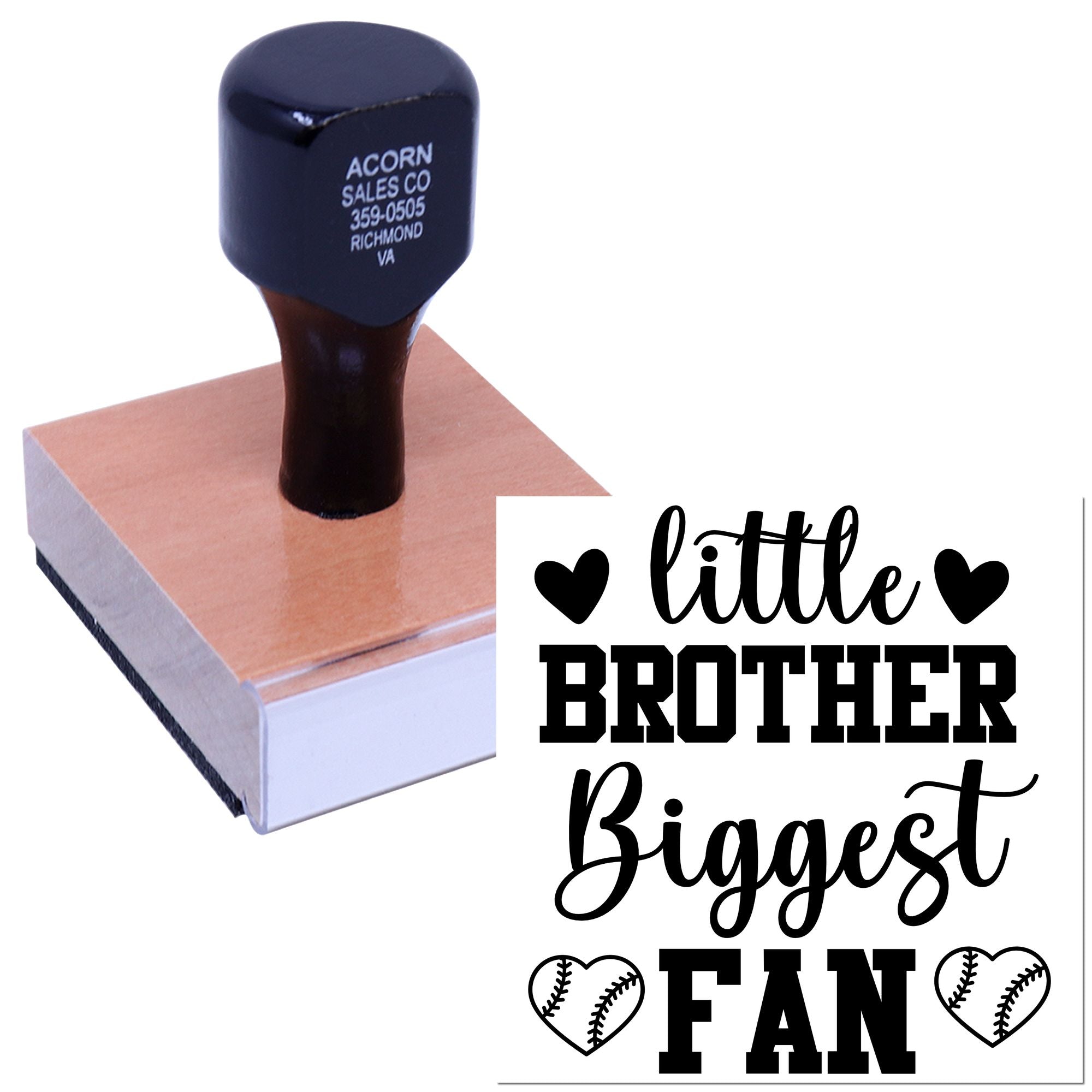 Wood Handle Tiny Baseball Enthusiast Journaling Stamp