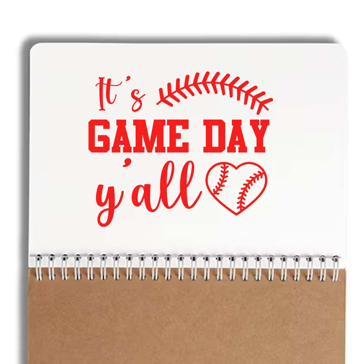 Baseball game day rubber stamp design with Its game day yall for sports fans, team spirit, and custom stamping projects.
