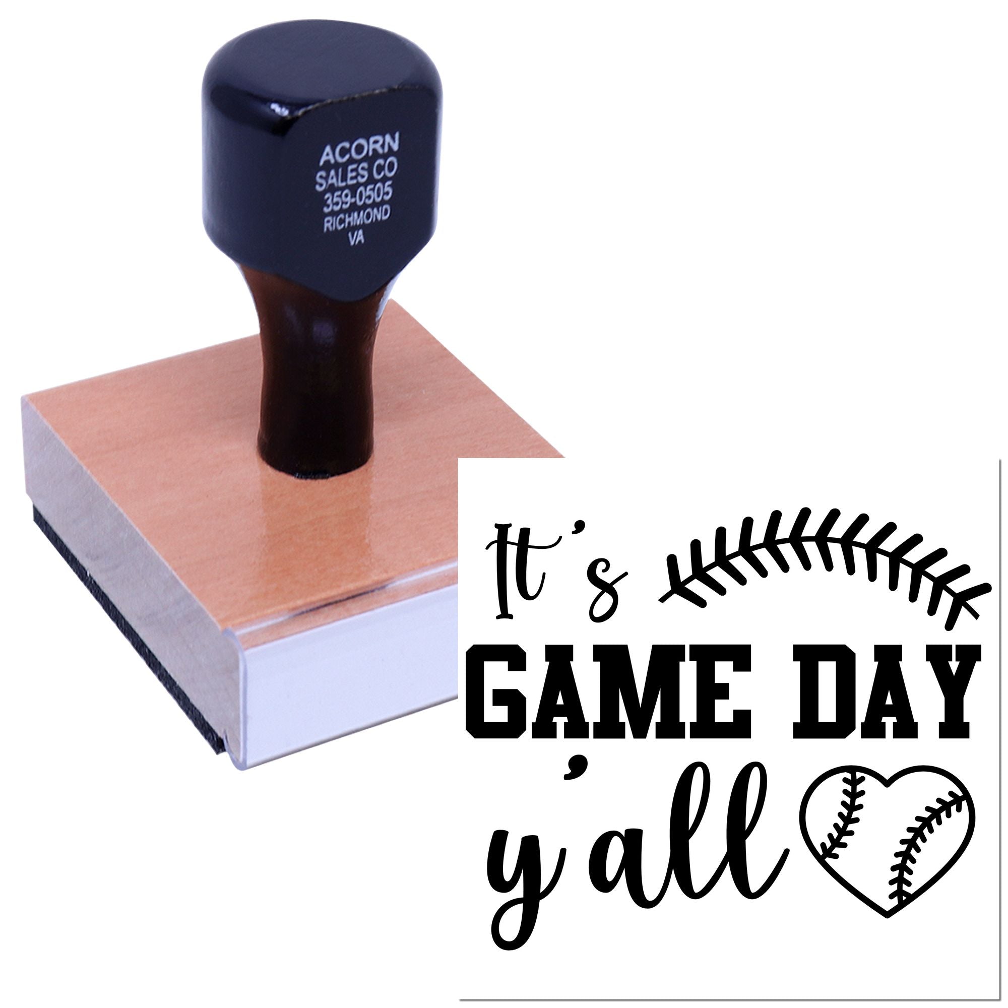 Wood Handle Game Day Heart Paper Goods Stamp