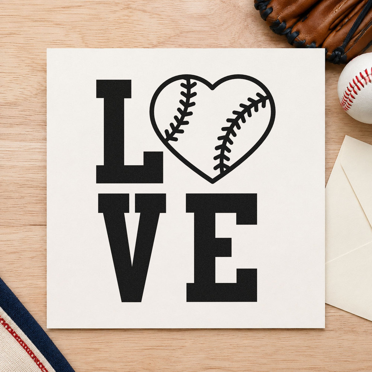 Baseball Heart Love PSI Pre-Inked Stamp in use 3