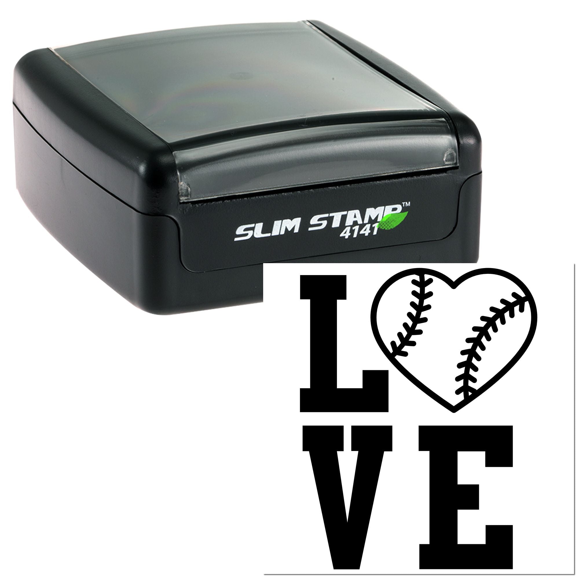 Slim Pre-Inked Heart For Baseball Note Card Stamp