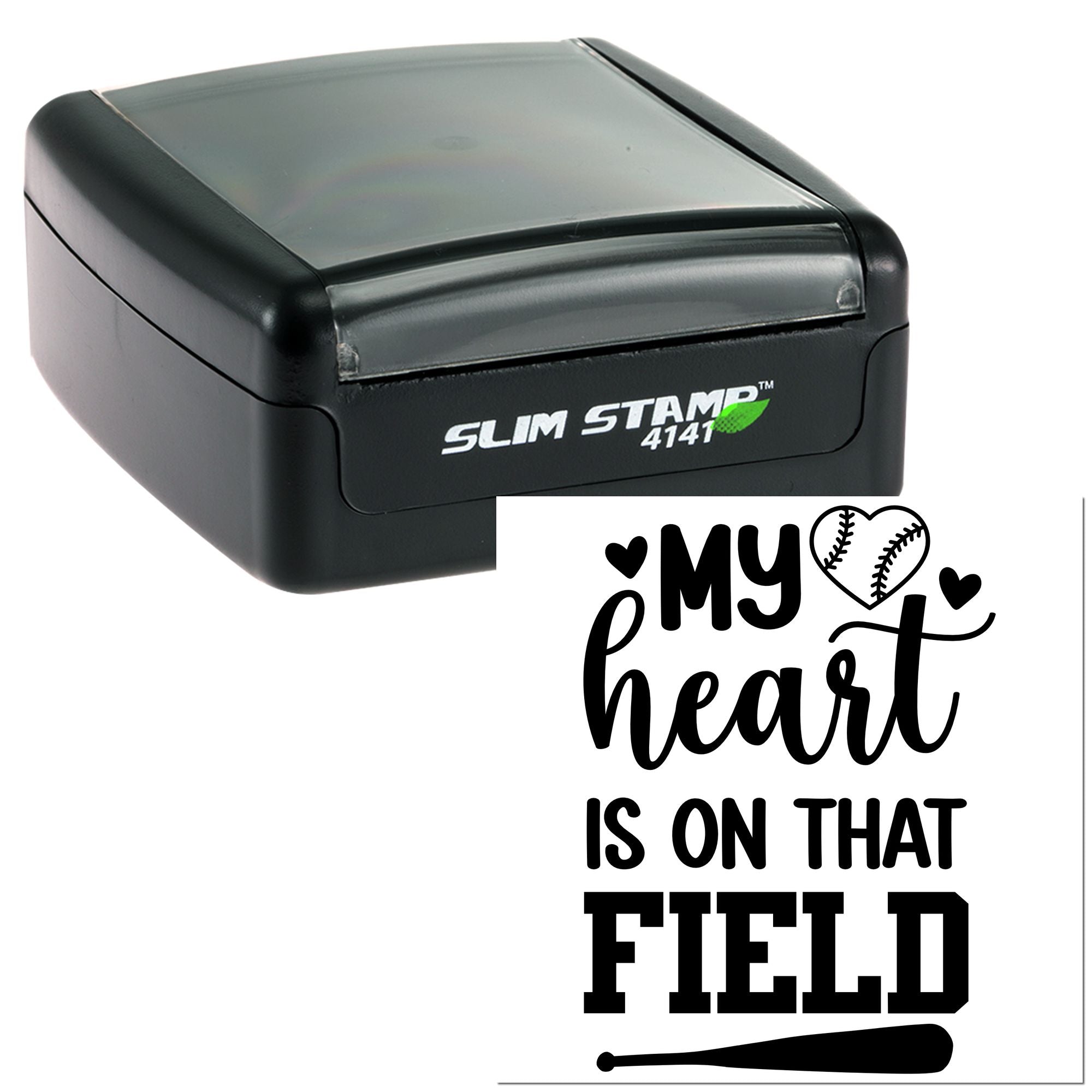 Slim Pre-Inked Heart On Diamond Mini Card Stamp