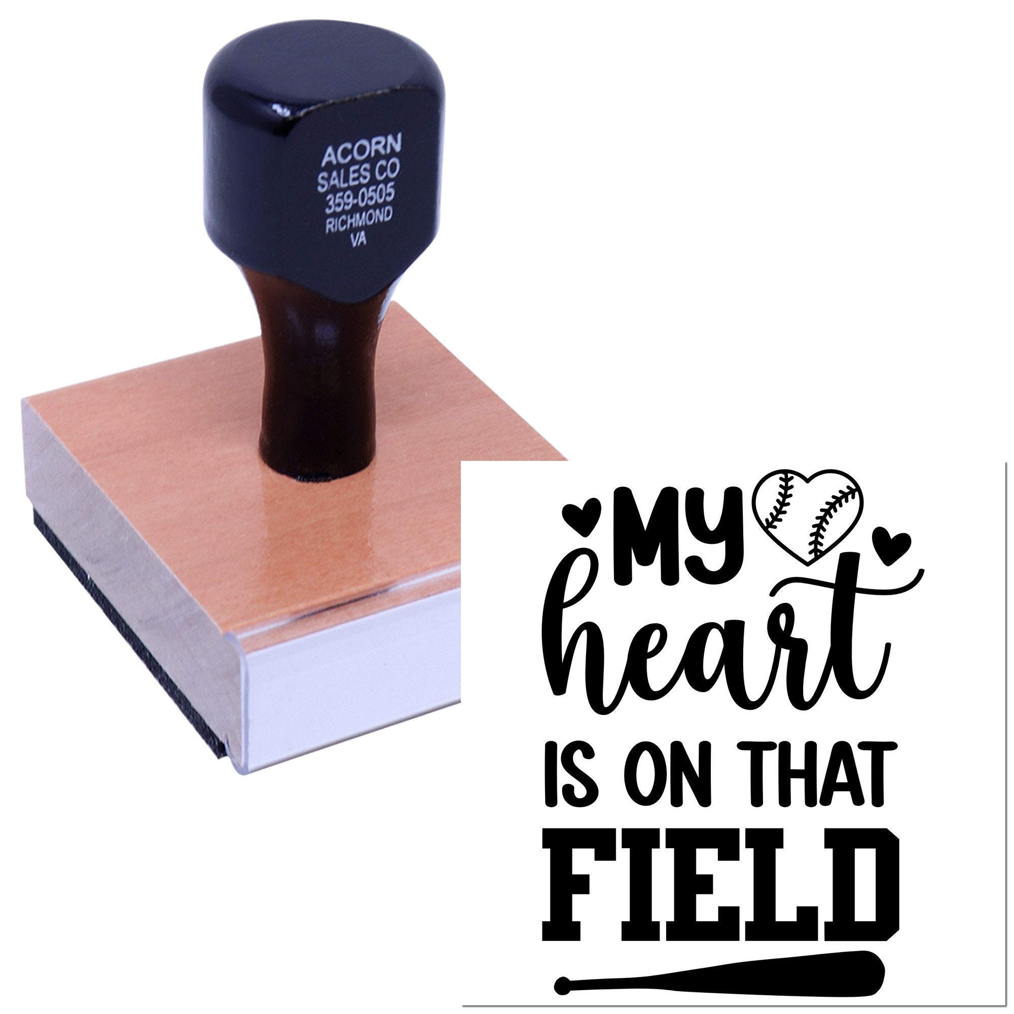 Wood Handle Diamond Field Love Note Card Stamp