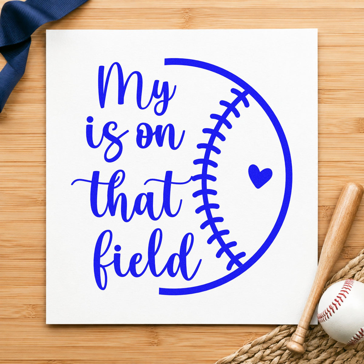 Half Baseball Outline With Heart Stamp – Self-Inking in use 5