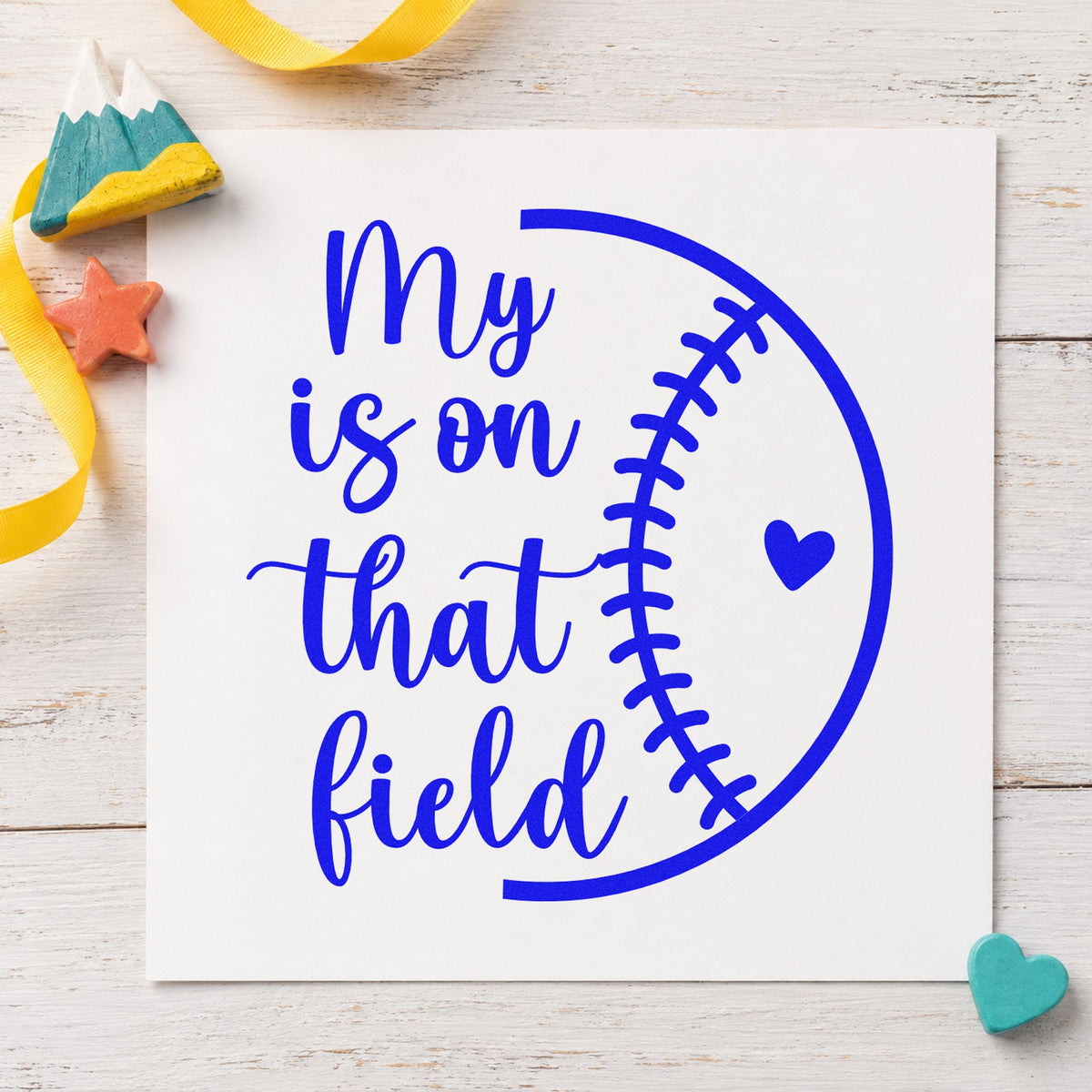 Half Baseball Outline With Heart Stamp – Self-Inking in use 6