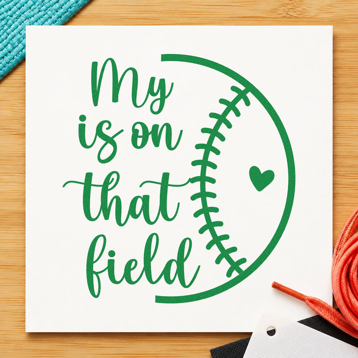 Half Baseball Outline With Heart Stamp – Self-Inking in use 8