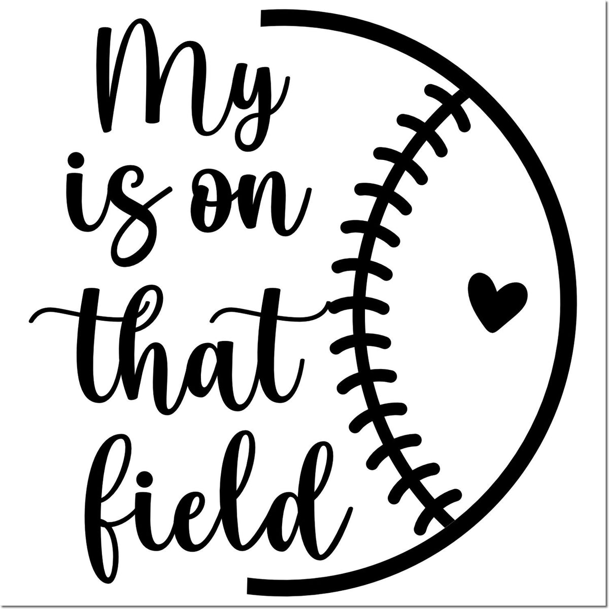 Football rubber stamp design with My heart is on that field for sports mom and football fan crafts.