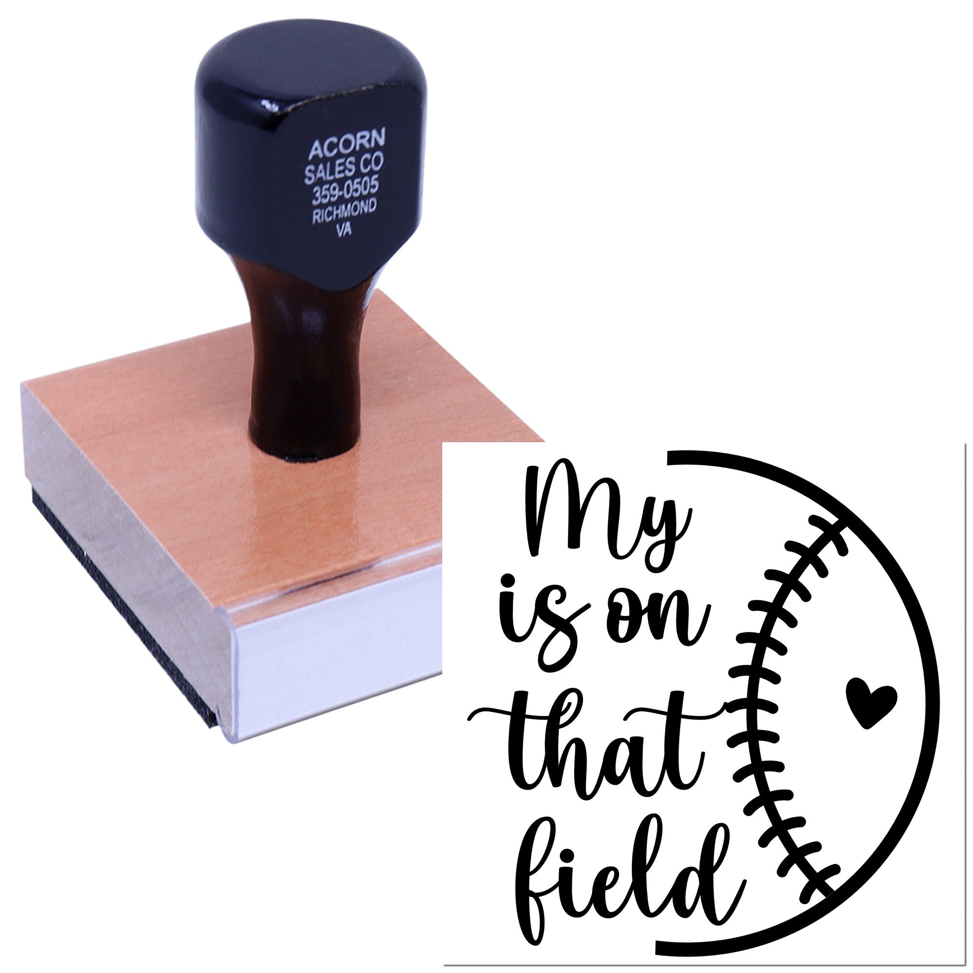 Wood Handle Heart On Diamond Mini Card Stamp