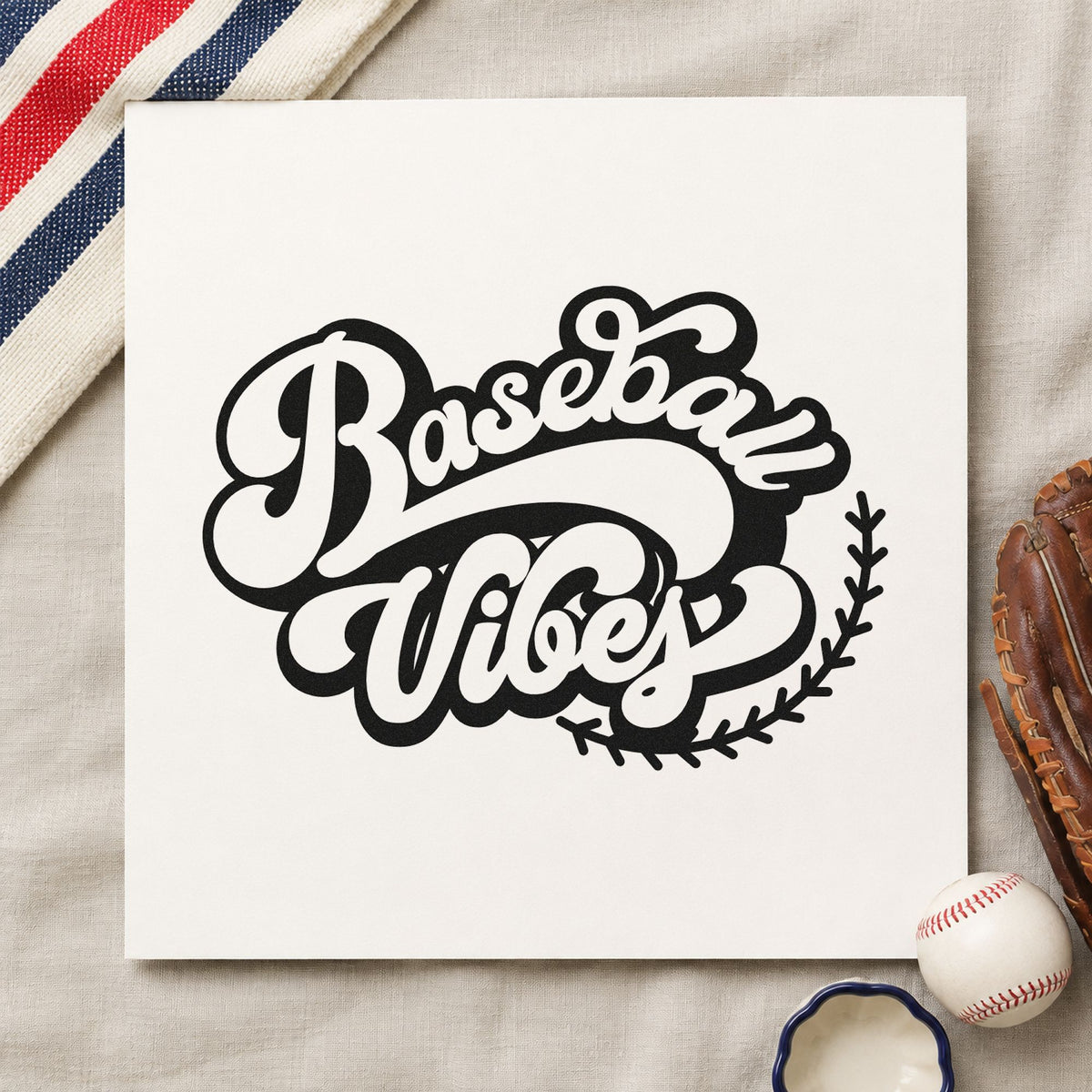 Baseball Vibes Slim Pre-Inked Stamp in use 3