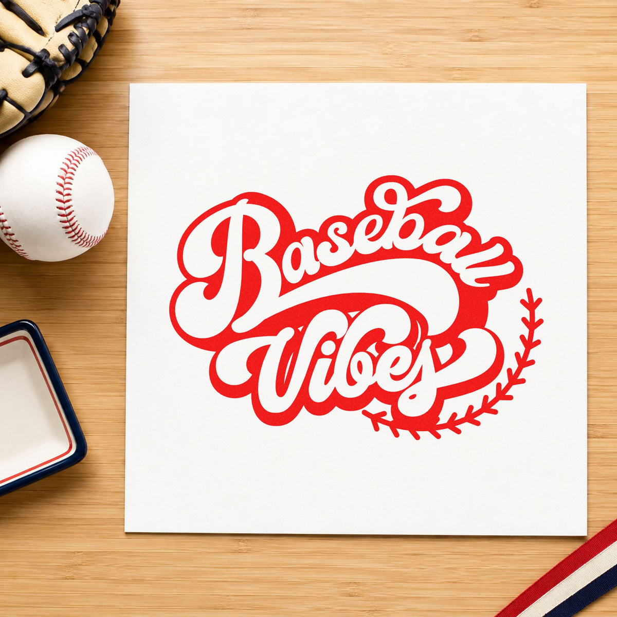Baseball Vibes Slim Pre-Inked Stamp in use 7