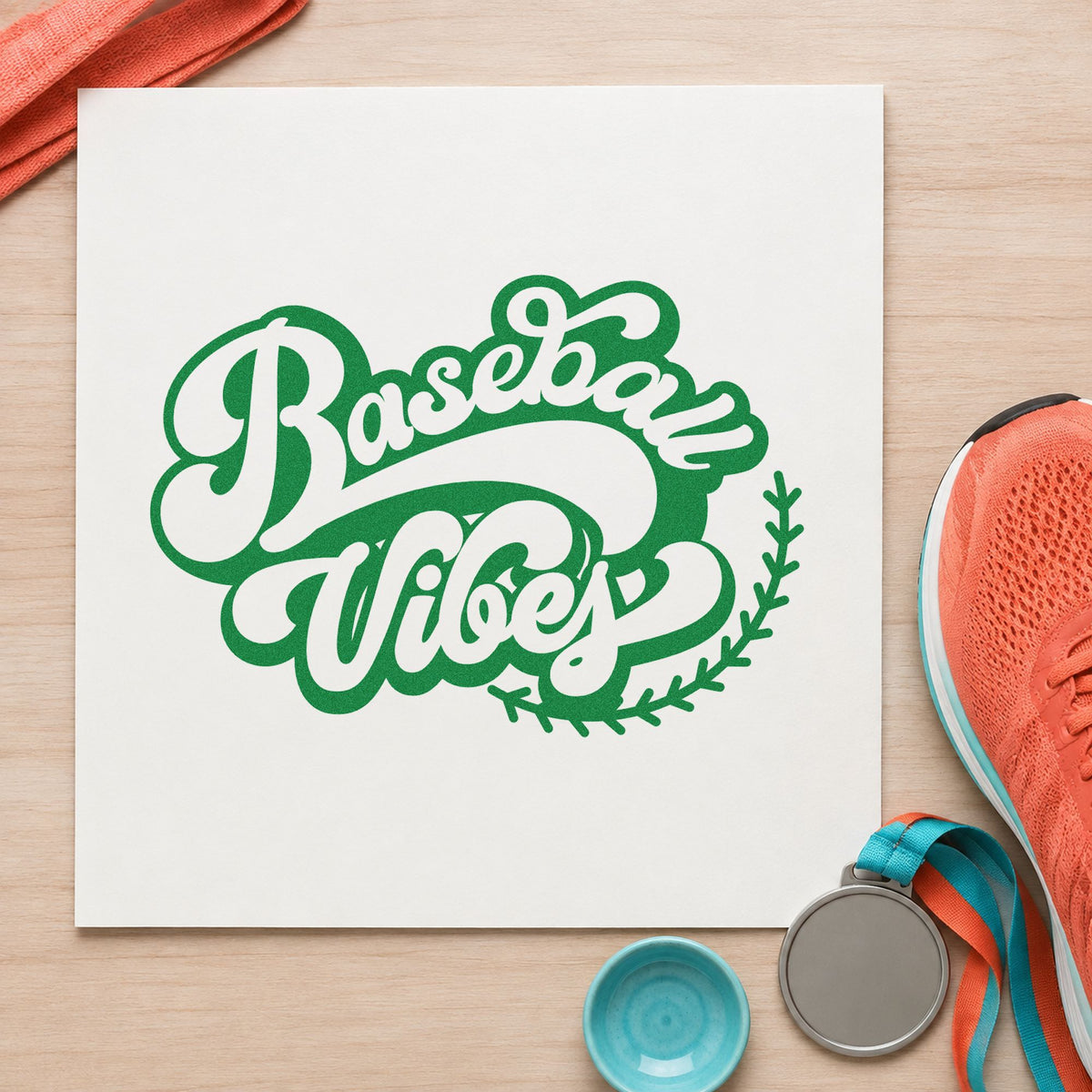 Baseball Vibes Slim Pre-Inked Stamp in use 8