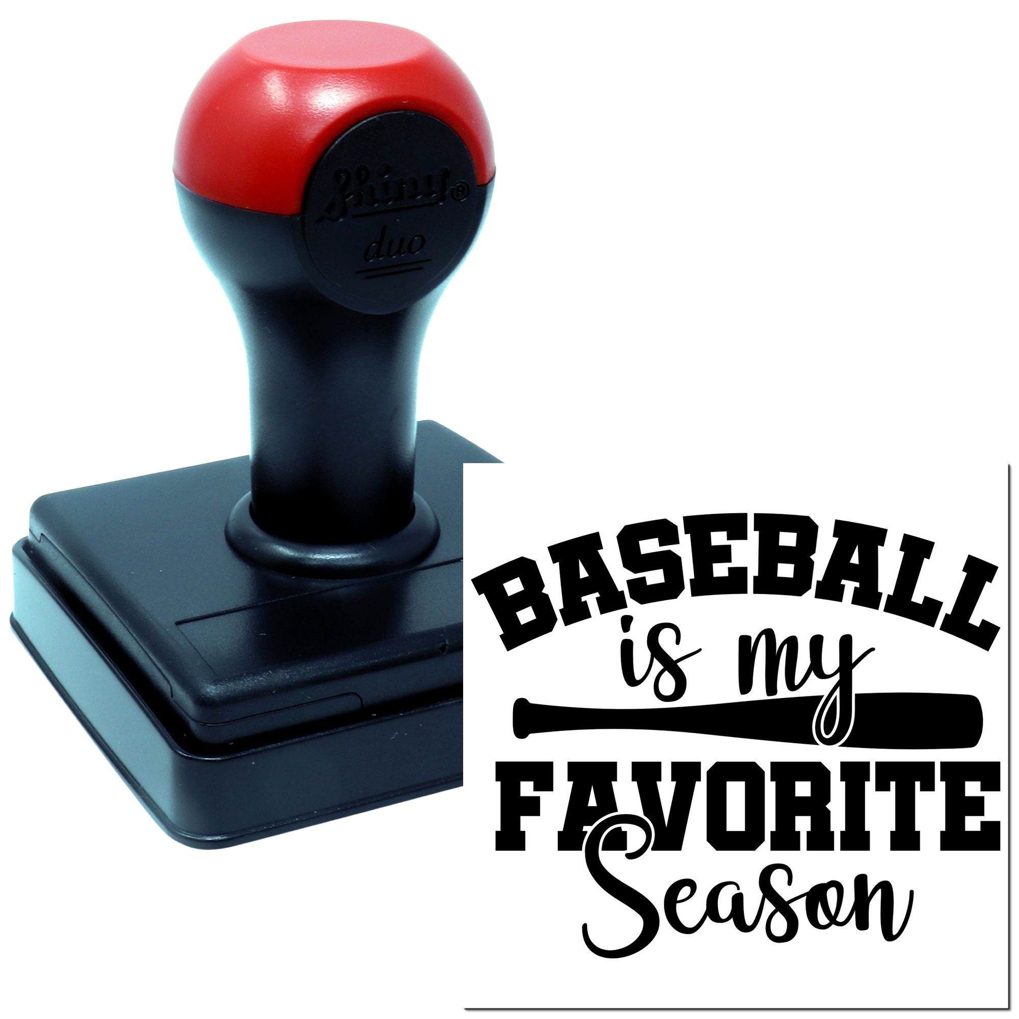 Duo Hand Baseball Season's Joyful Celebration Tag Rubber Stamp